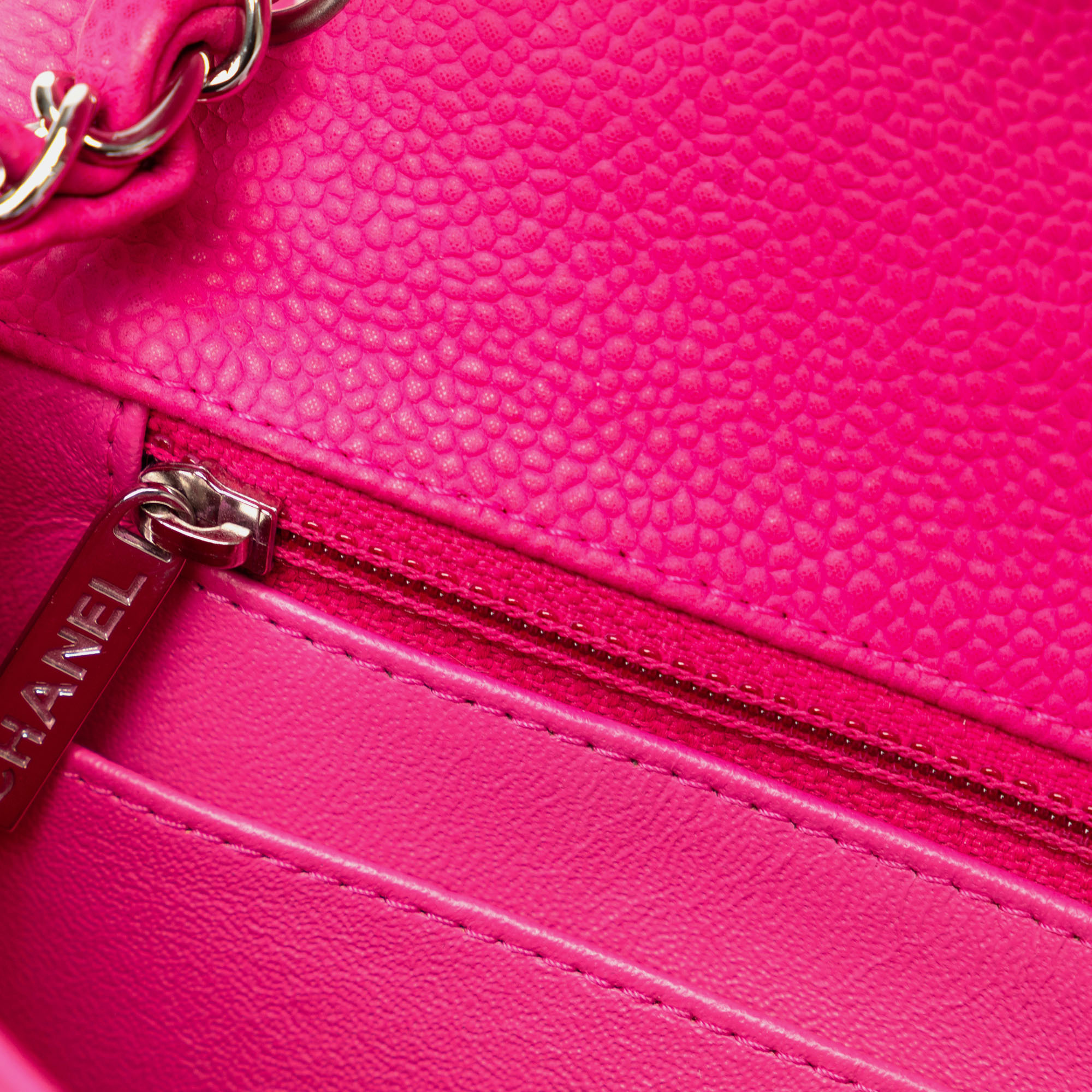 Chanel Pink Caviar Leather Mini Square Classic Caviar Single Flap Bag