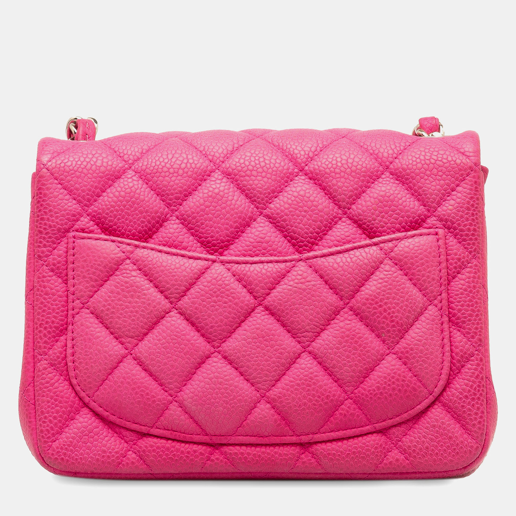 Chanel Pink Caviar Leather Mini Square Classic Caviar Single Flap Bag