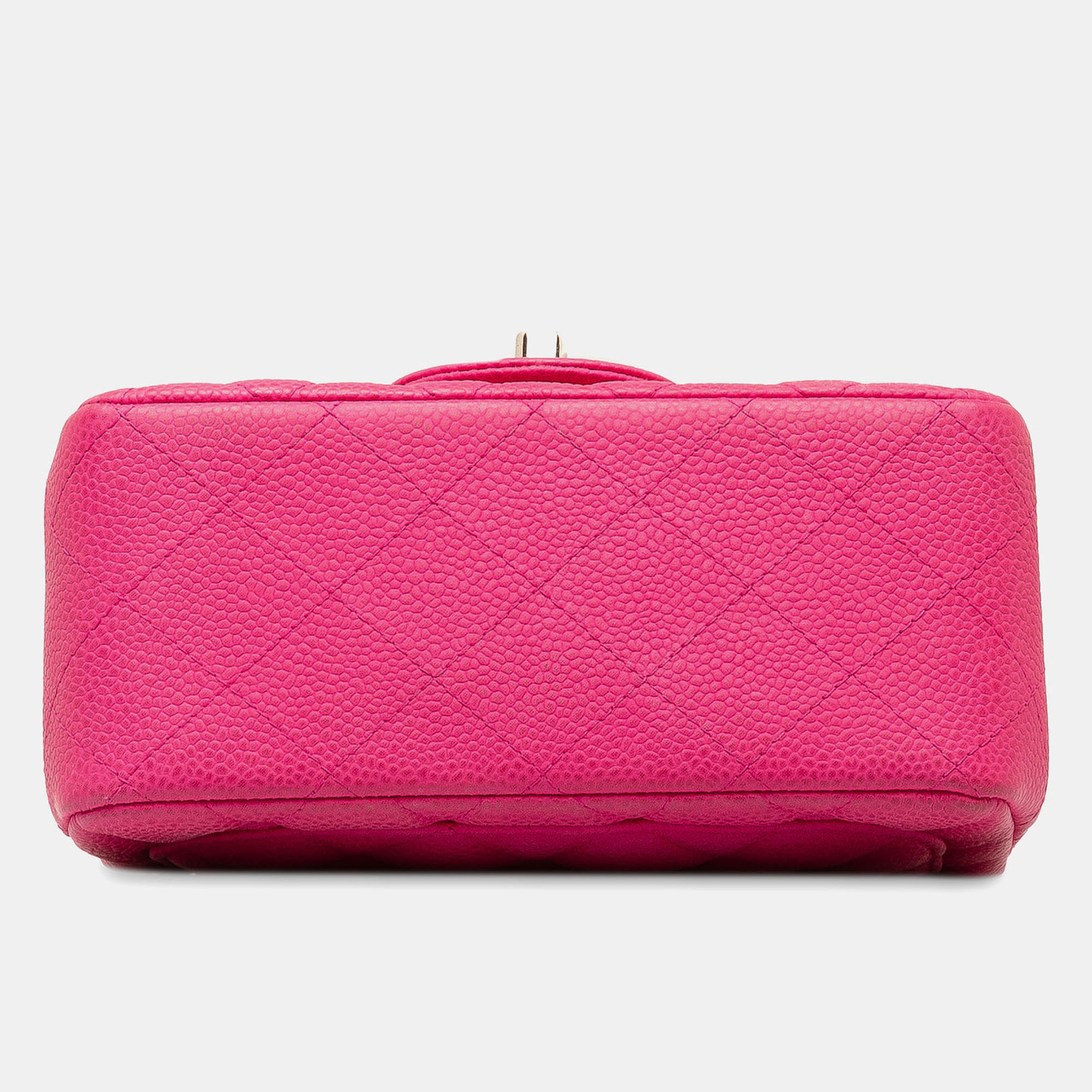 Chanel Pink Caviar Leather Mini Square Classic Caviar Single Flap Bag