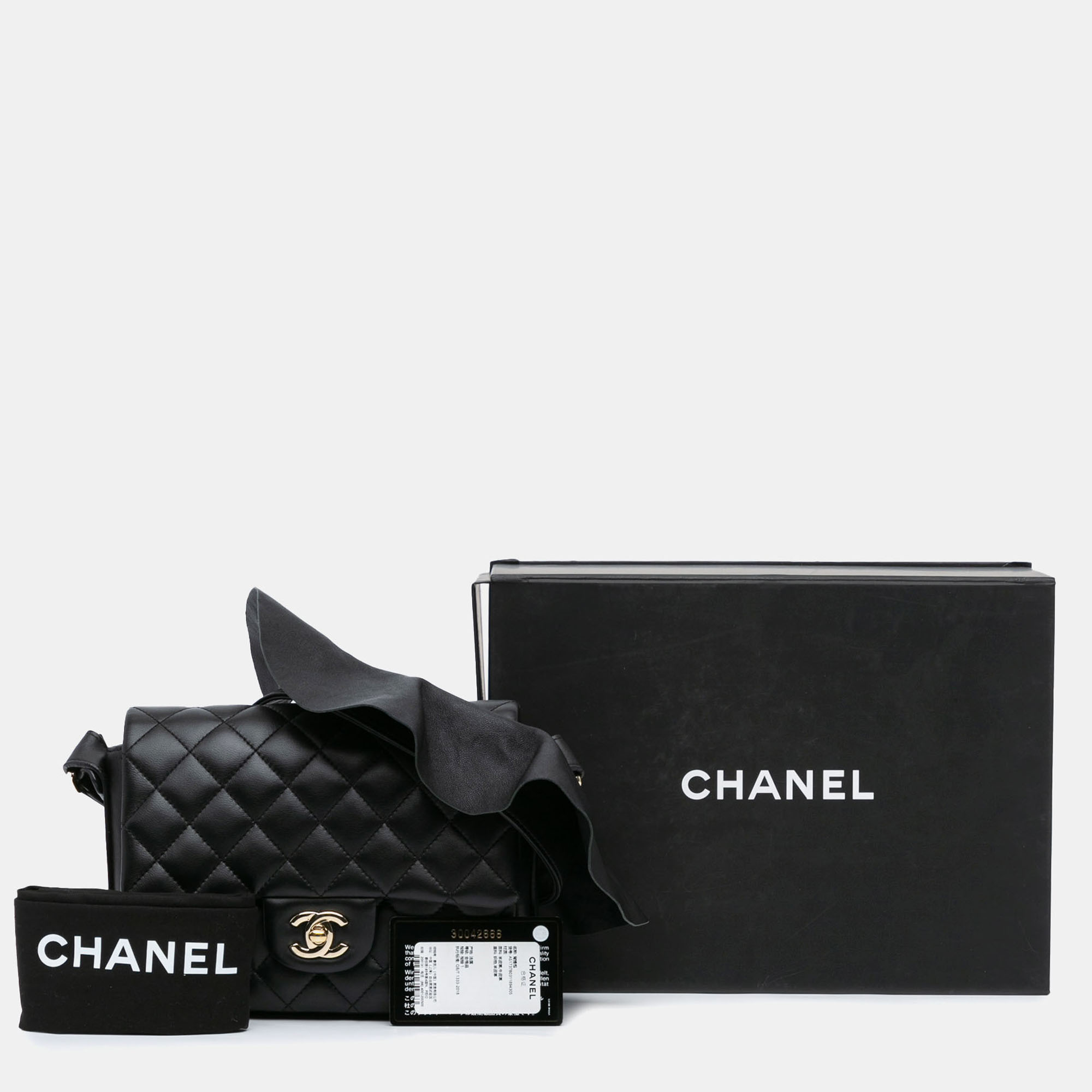 Chanel Black Calf Leather Quilted Calfskin Bolero De Chanel Flap Bag