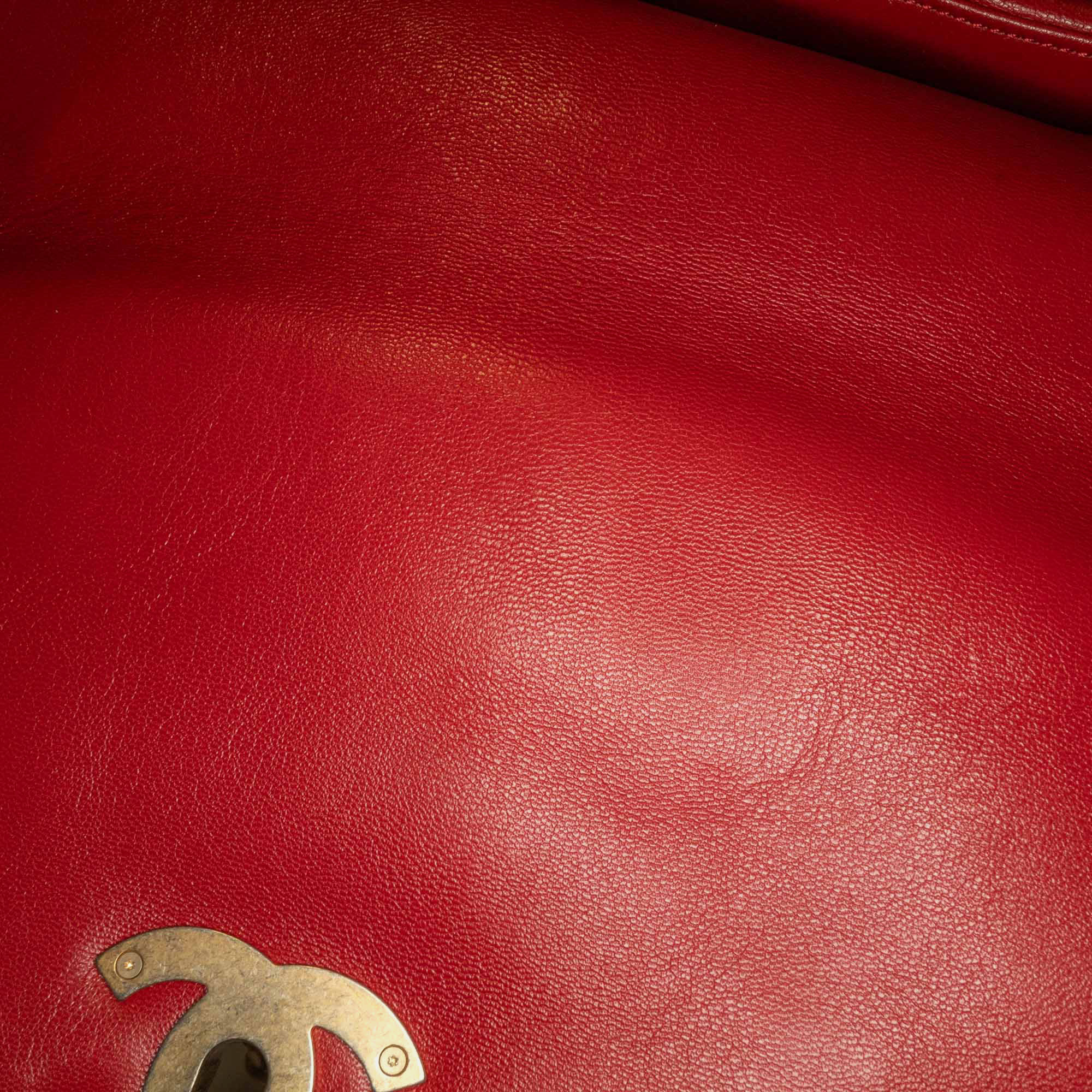 Chanel Red Lambskin Leather Large Lambskin 19 Flap Bag