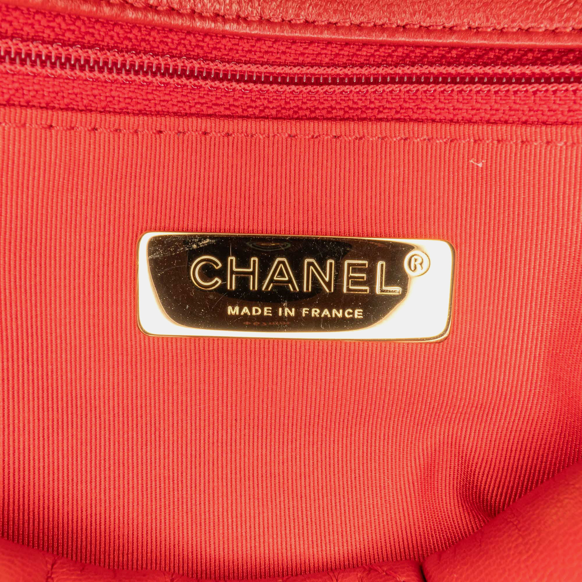 Chanel Red Lambskin Leather Large Lambskin 19 Flap Bag