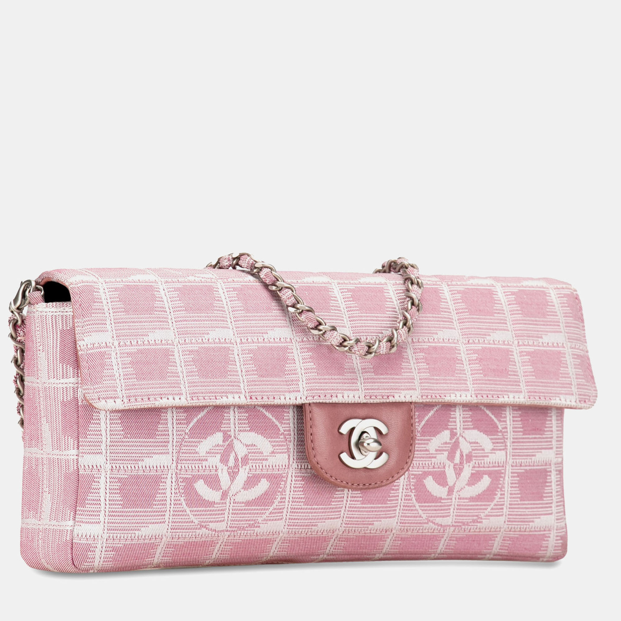 Chanel Pink Nylon New Travel Line East West Flap