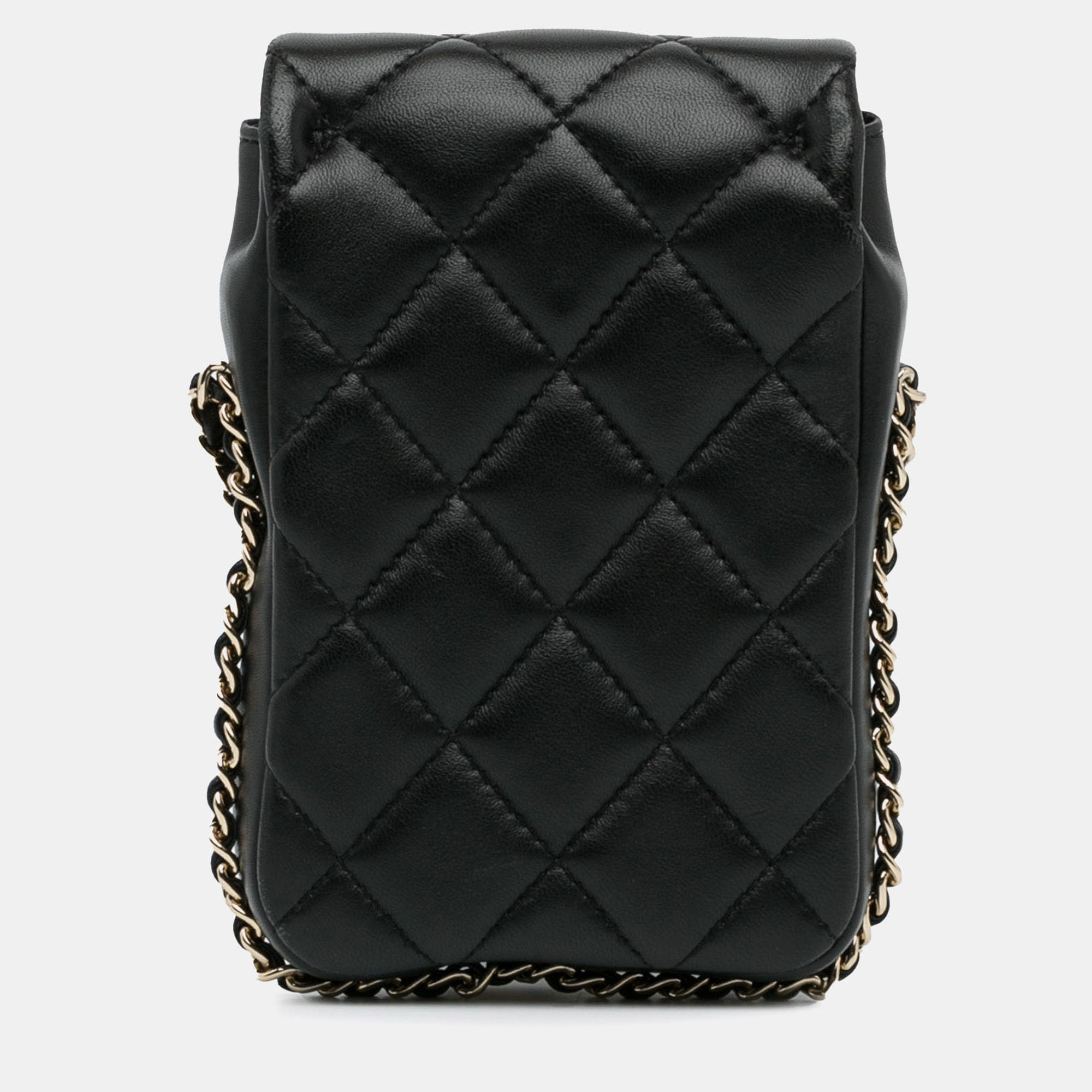 Chanel Black Lambskin Leather Lambskin My Precious Phone Case Flap