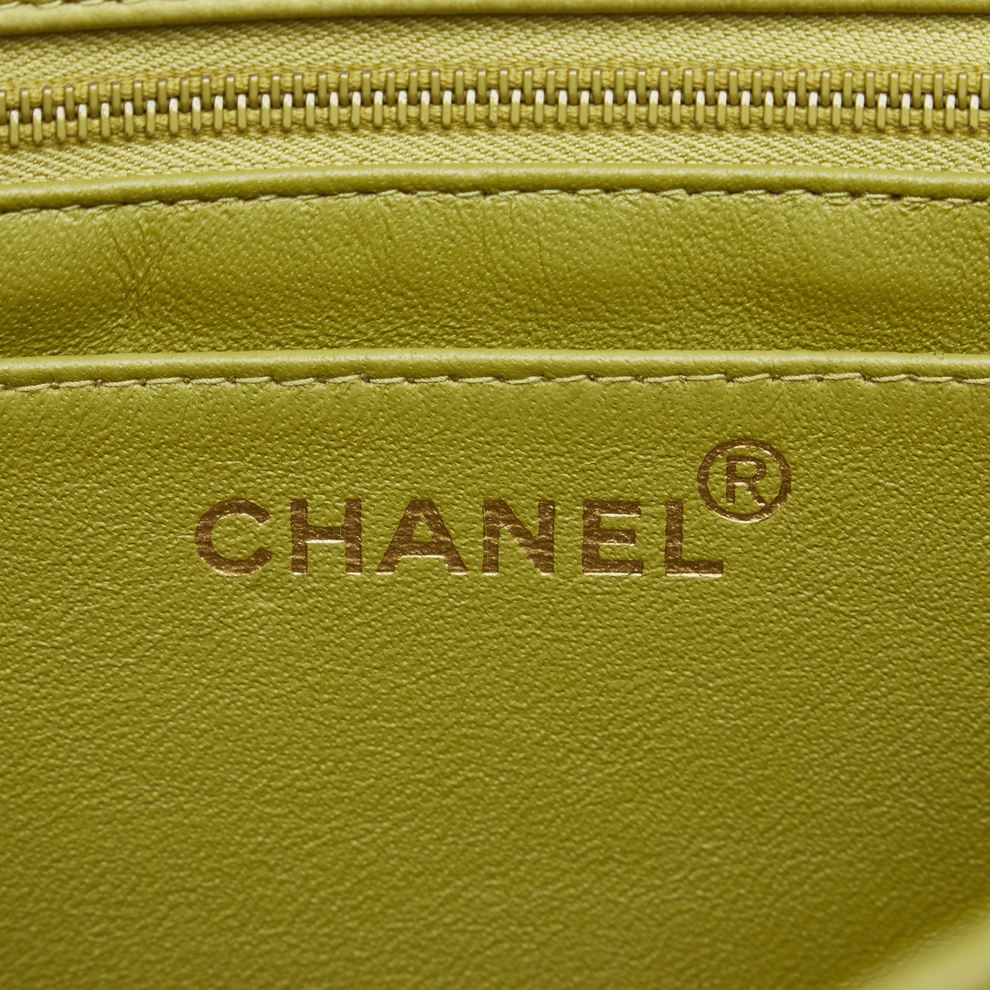 Chanel Green Lambskin Leather Medium Classic Lambskin Single Flap Bag