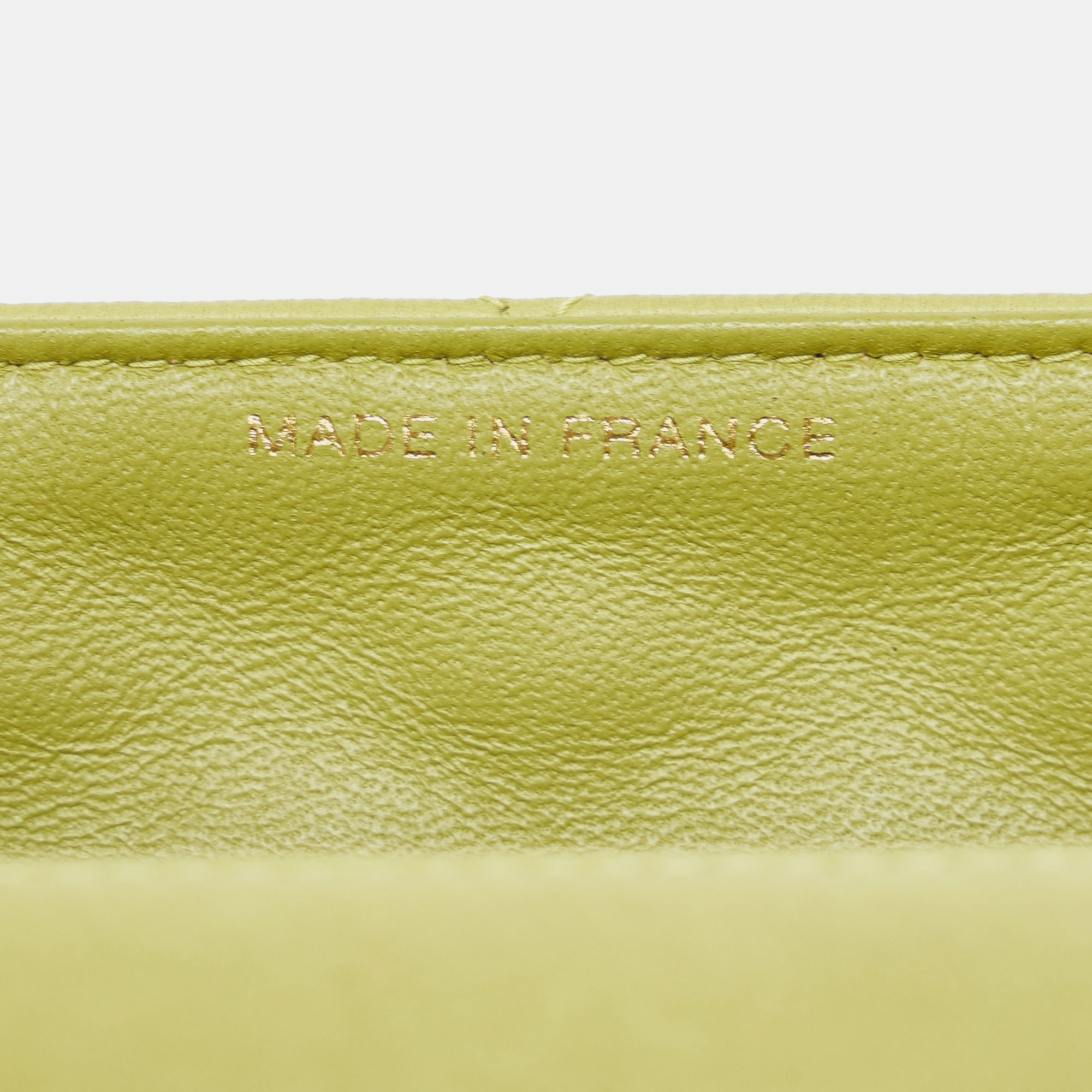 Chanel Green Lambskin Leather Medium Classic Lambskin Single Flap Bag