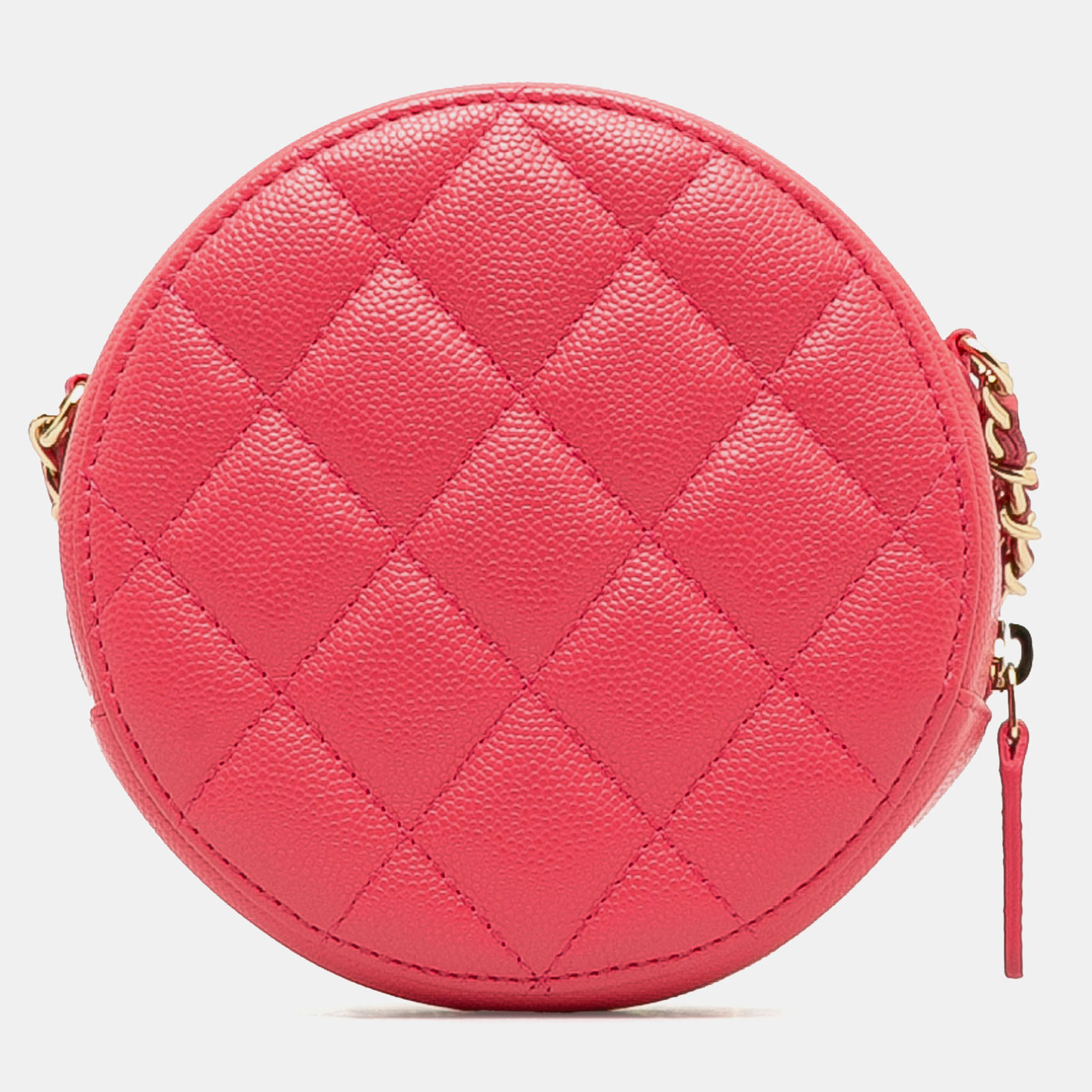 Chanel Pink Caviar Leather Caviar 19 Round Clutch With Chain