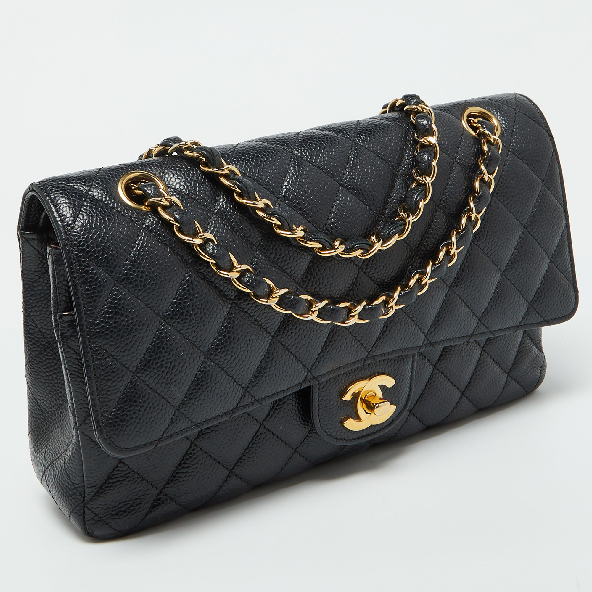 Chanel Black Caviar Leather Medium Classic Double Flap Bag