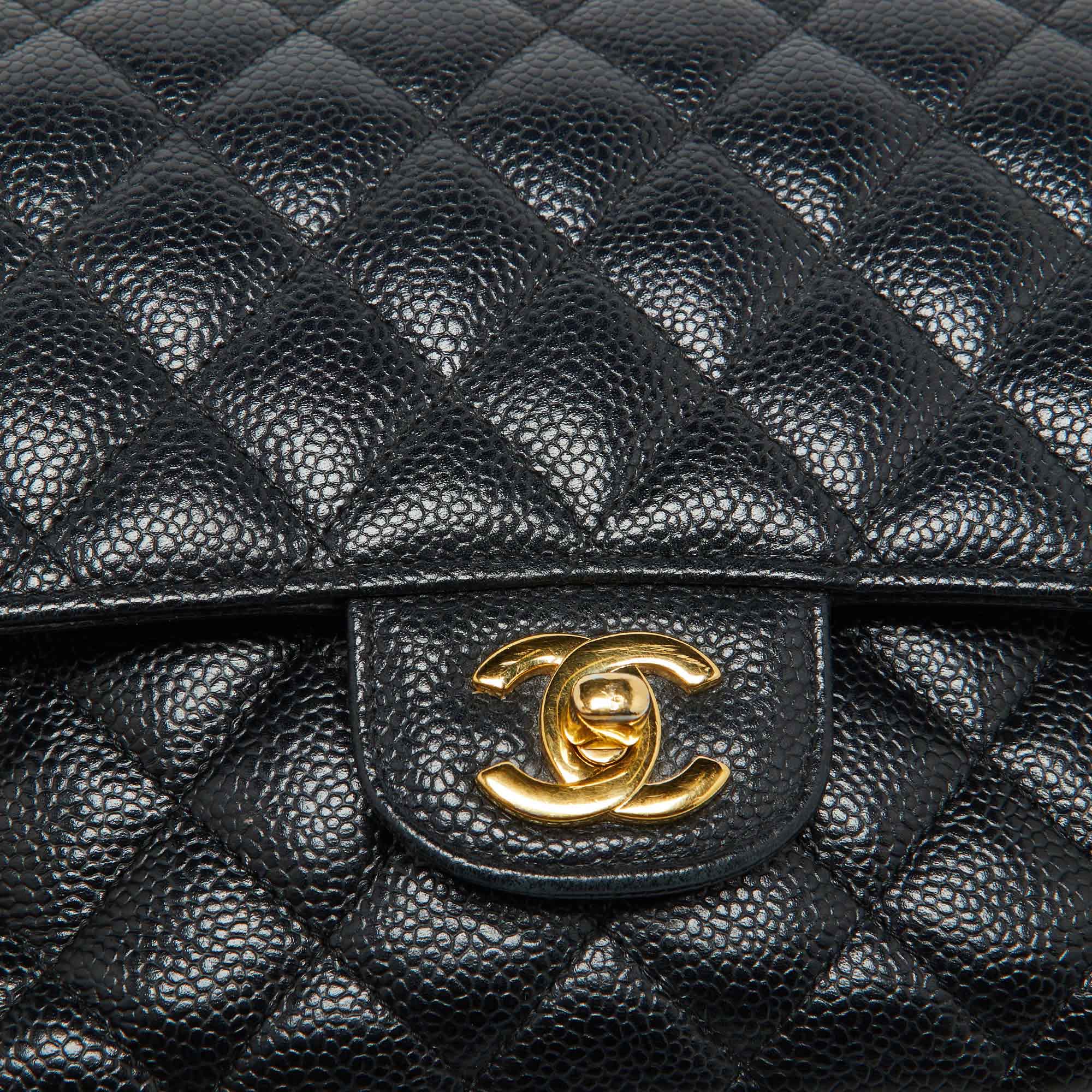 Chanel Black Caviar Leather Medium Classic Double Flap Bag