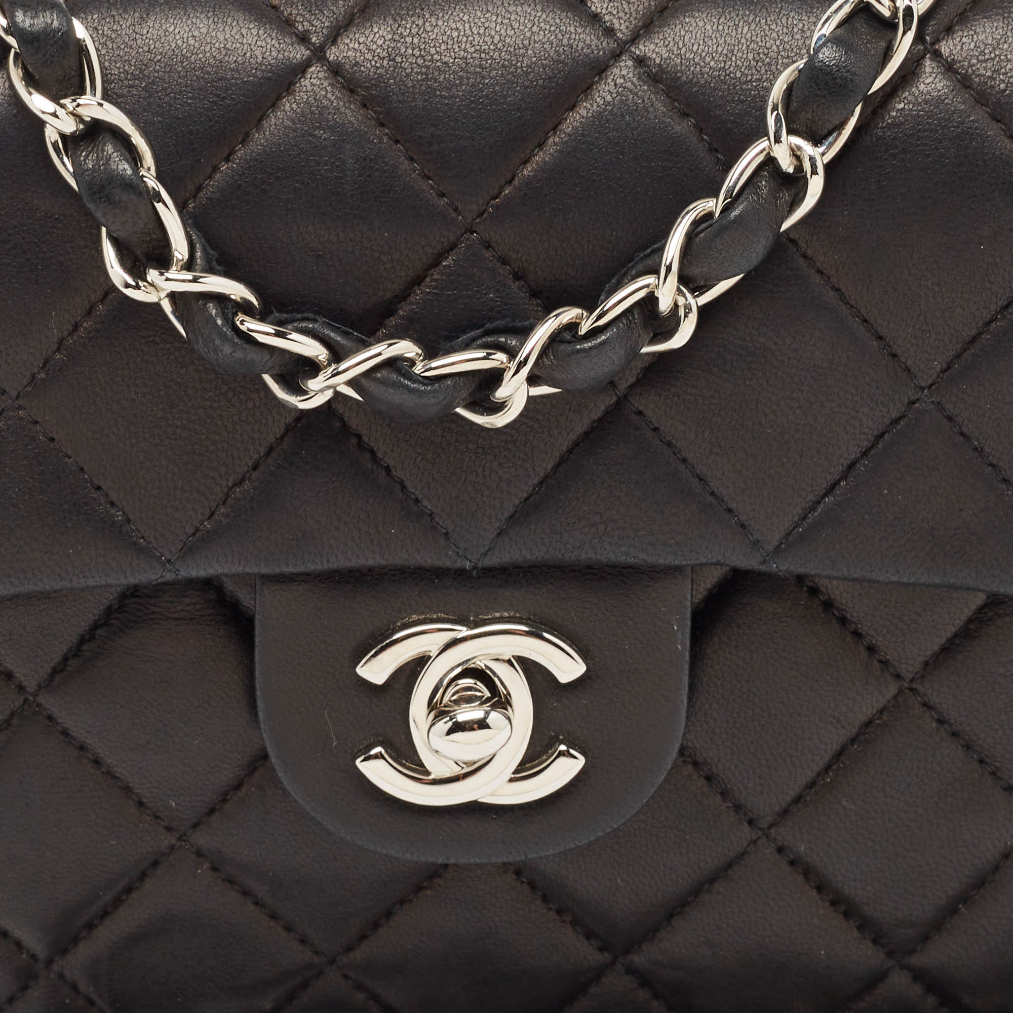 Chanel Black Quilted Leather Mini Square Classic Flap Bag