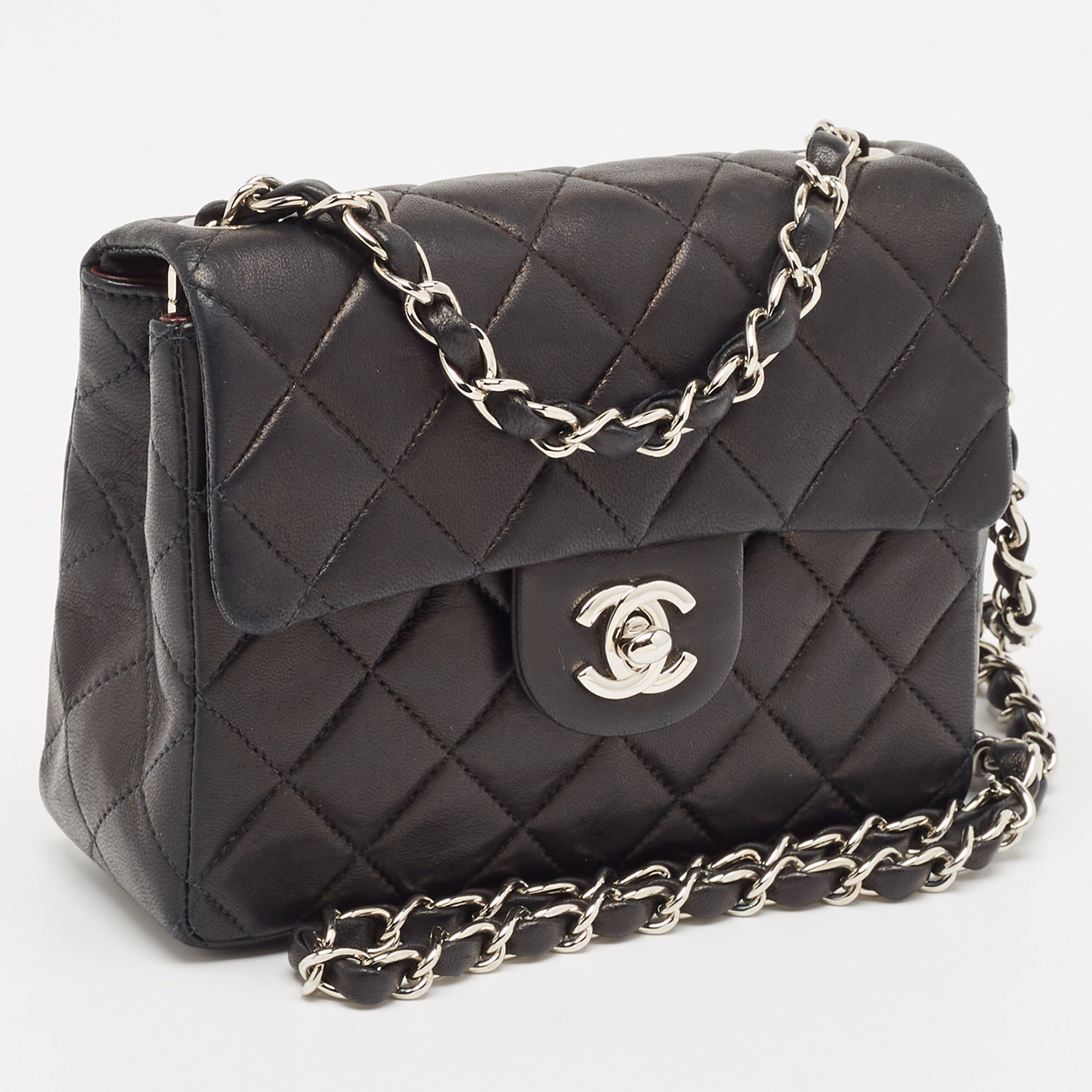 Chanel Black Quilted Leather Mini Square Classic Flap Bag