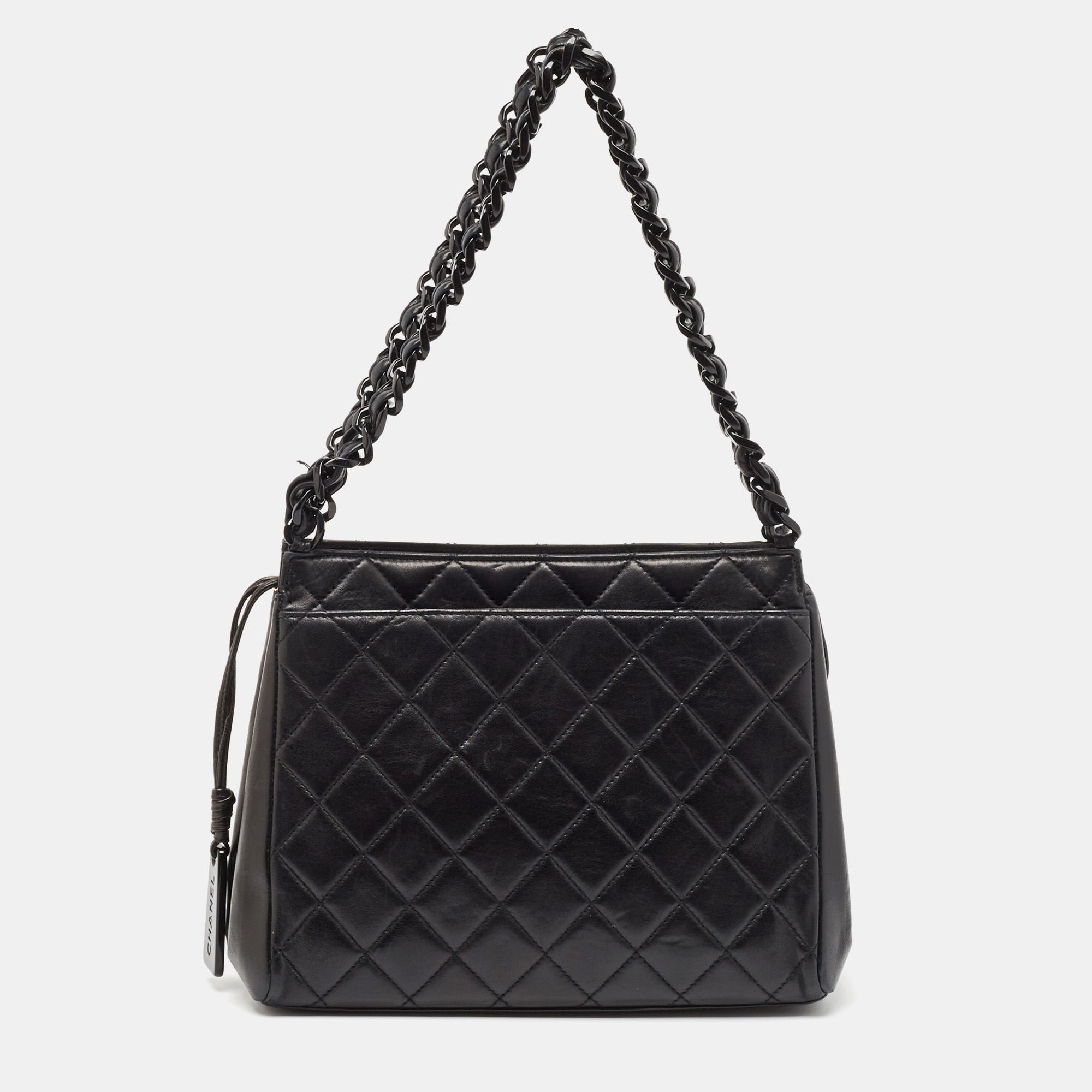 Chanel Black Quilted Leather Chain Tote