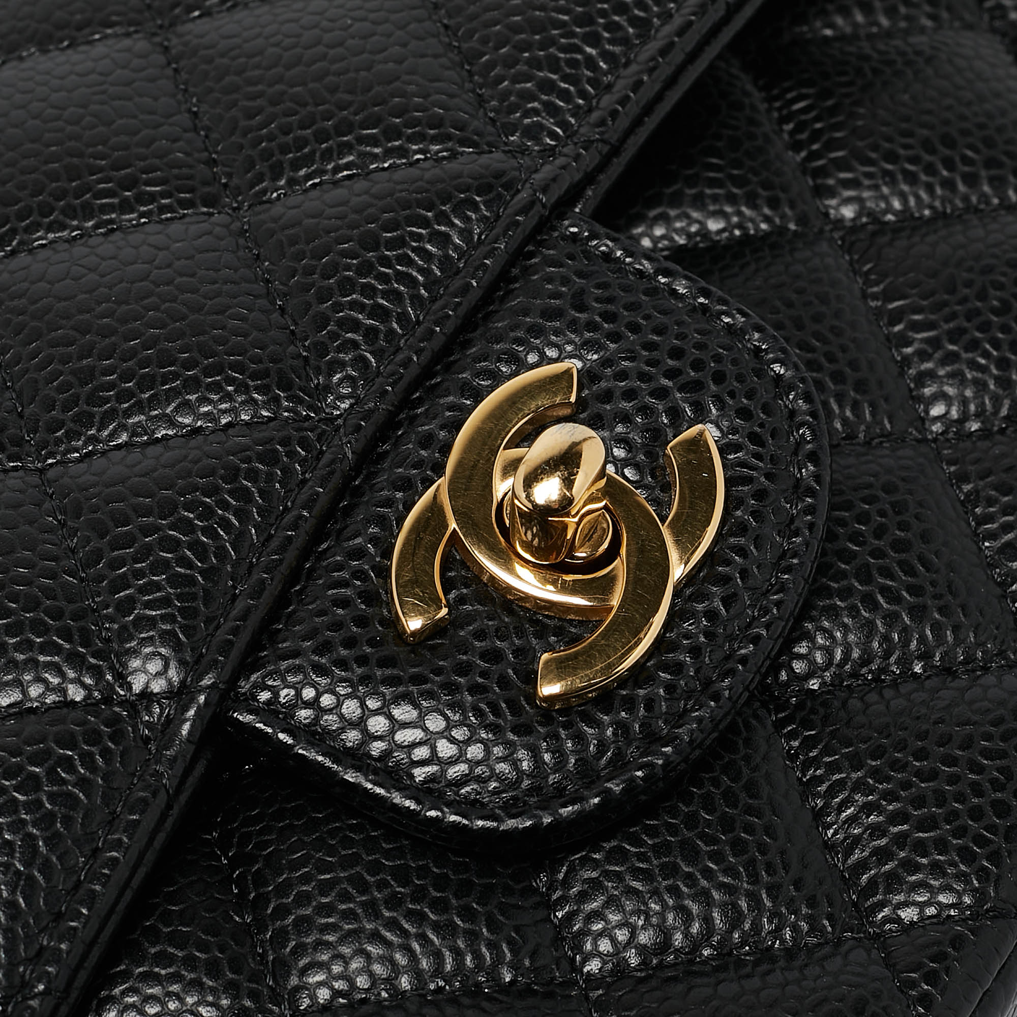 Chanel Black Quilted Caviar Leather Small Classic Double Flap Bag