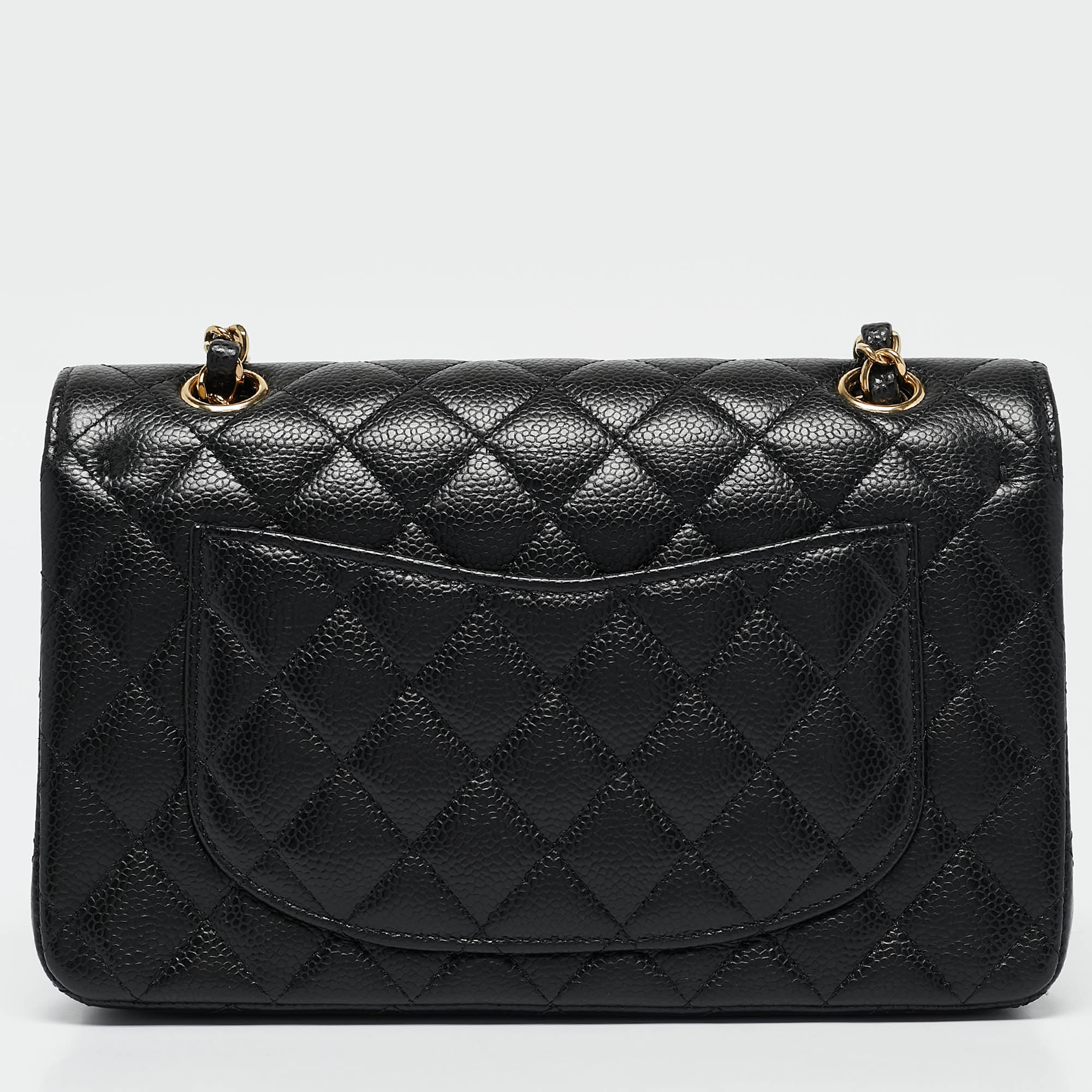 Chanel Black Quilted Caviar Leather Small Classic Double Flap Bag