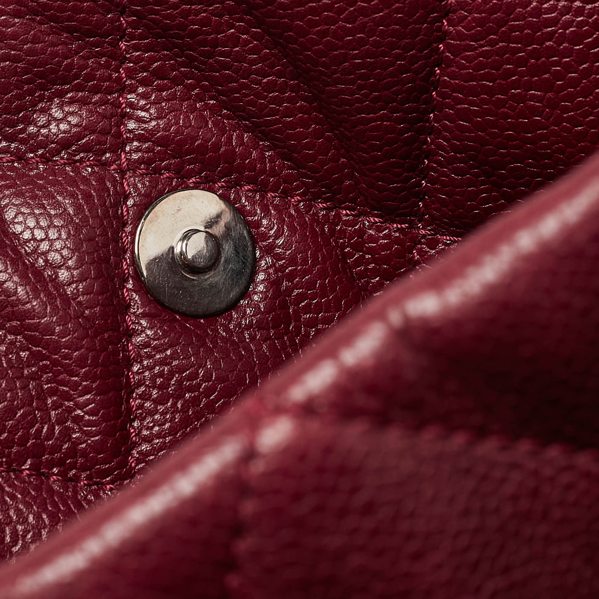 Chanel Dark Red Quilted Caviar Leather CC Timeless Soft Tote