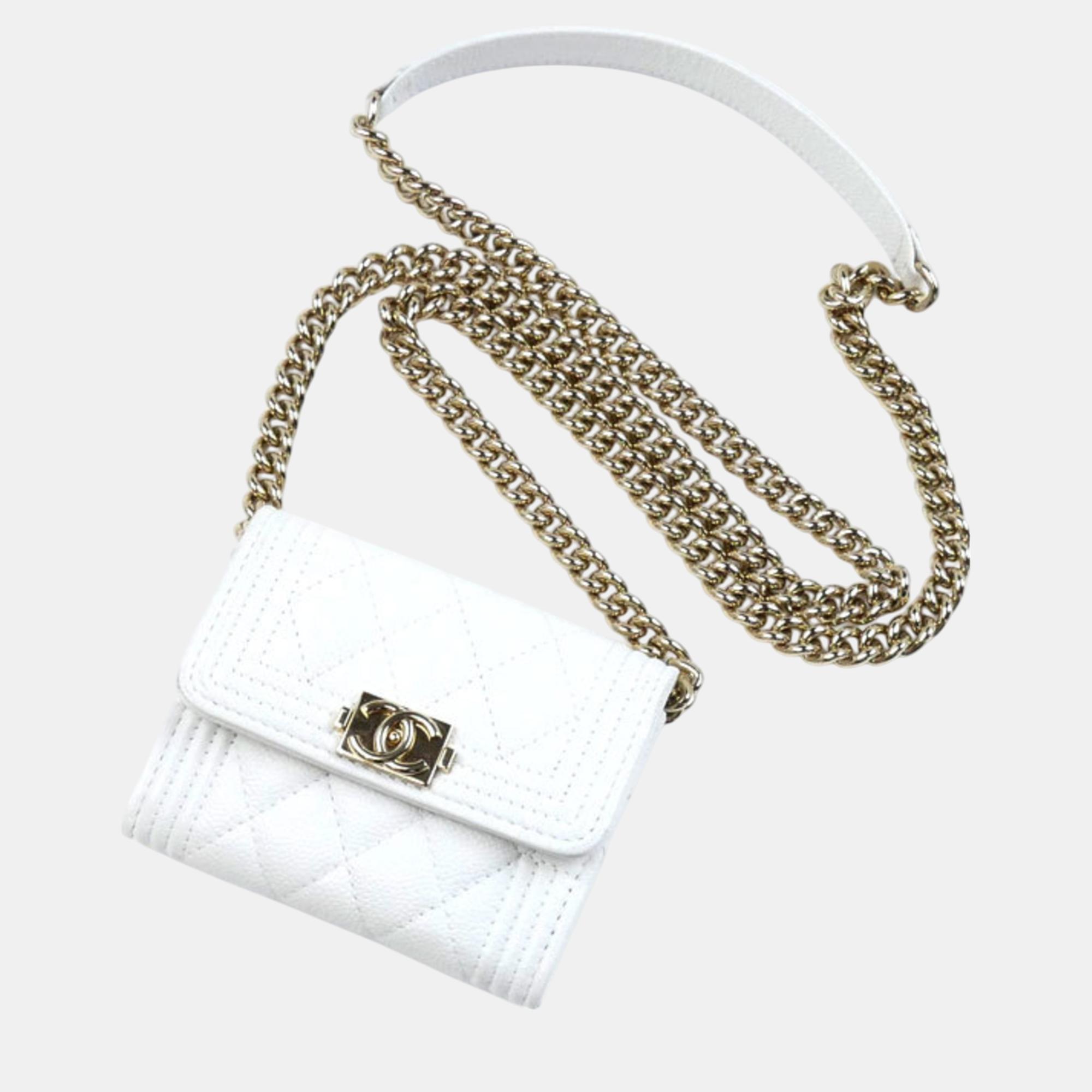 Chanel White Boy Chanel Chain Wallet Shoulder Bag