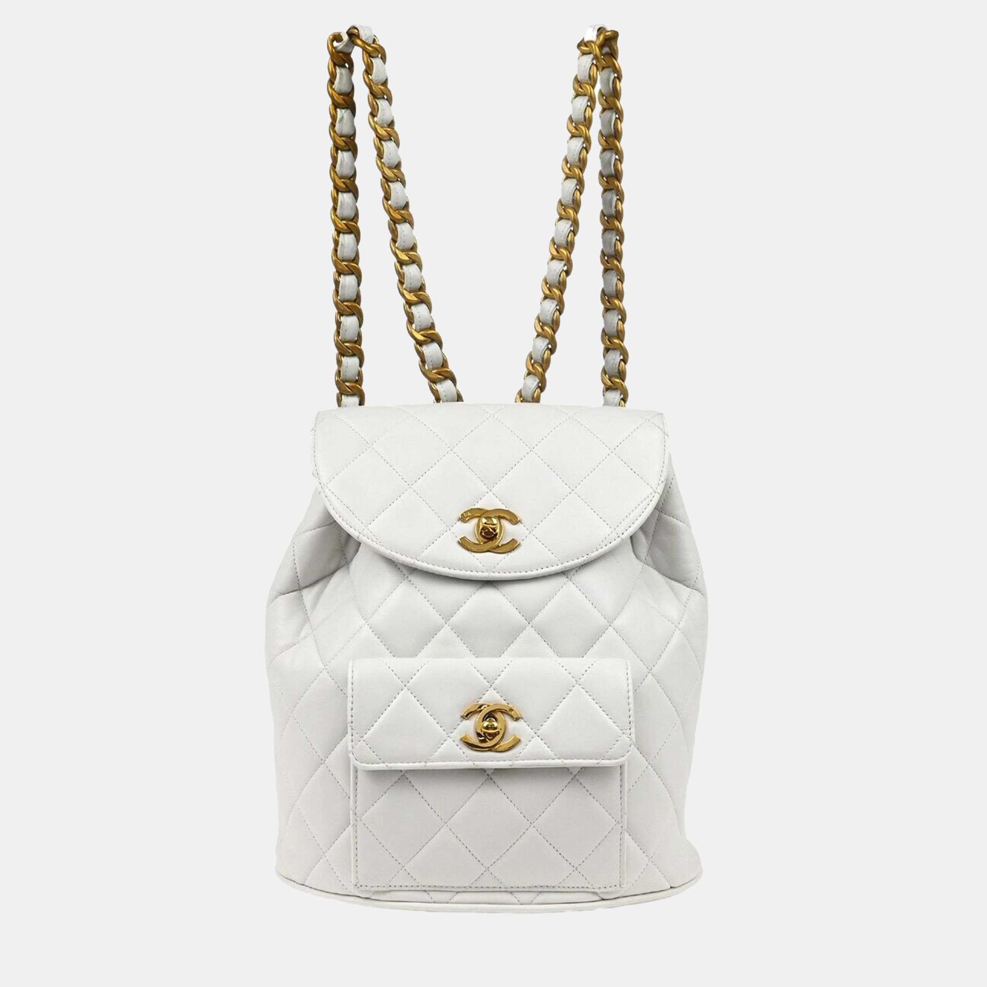 Chanel White Lambskin Duma Backpack