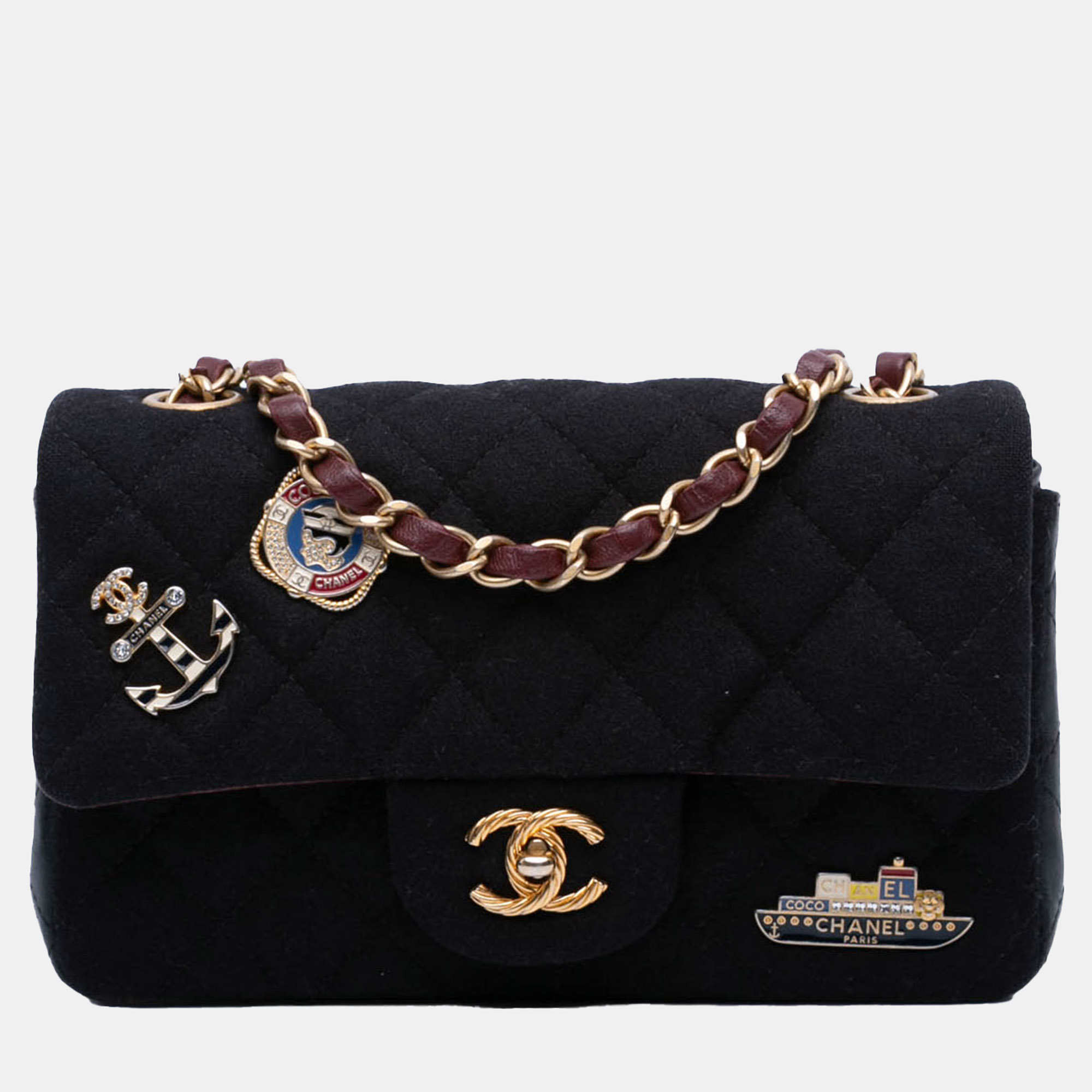 Chanel Black Mini Rectangular Classic Jersey Sailor Single Flap