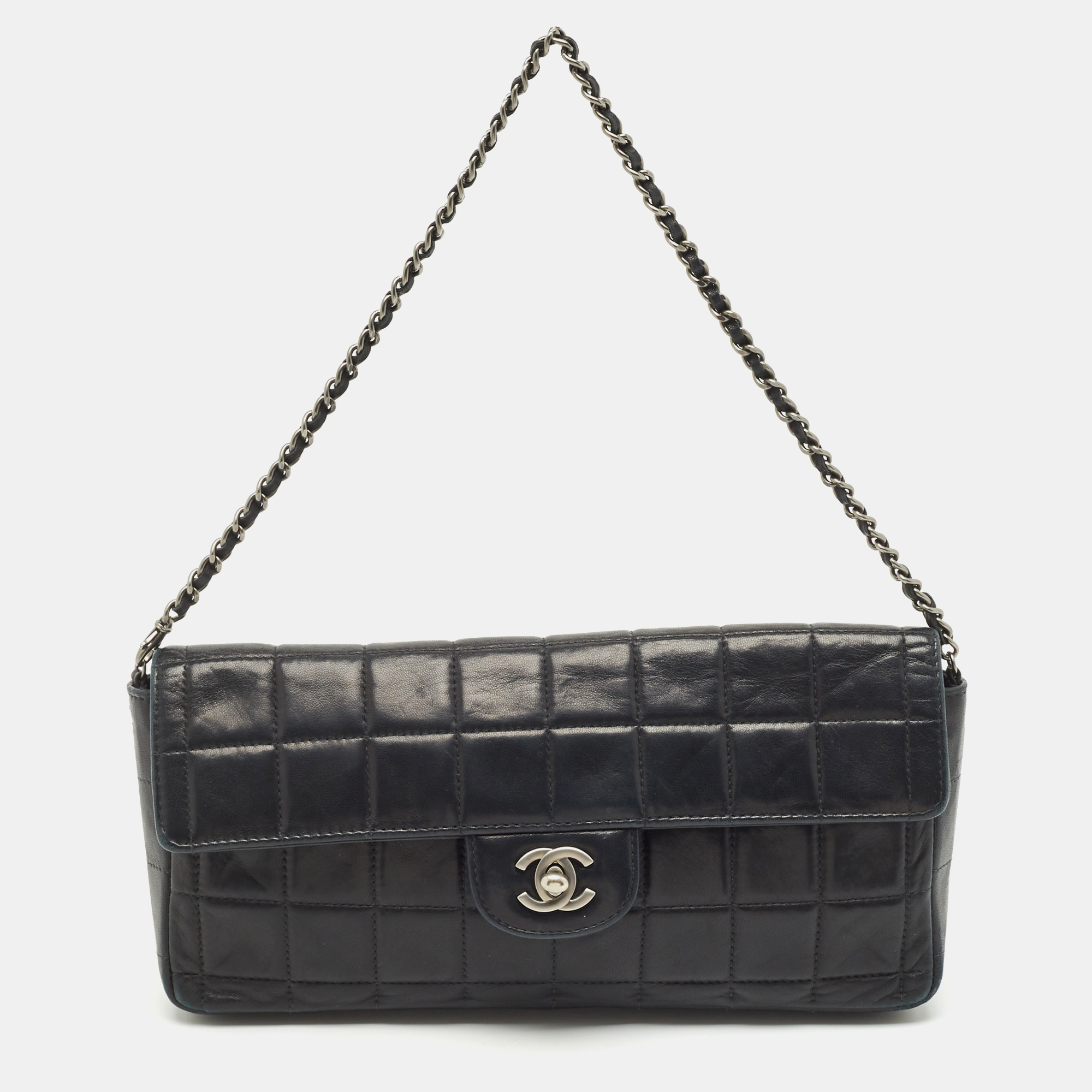 Chanel Black Chocolate Bar Quilted Leather East West Flap Bag
Chanel Black Chocolate Bar Quilted Leather East West Flap Bag