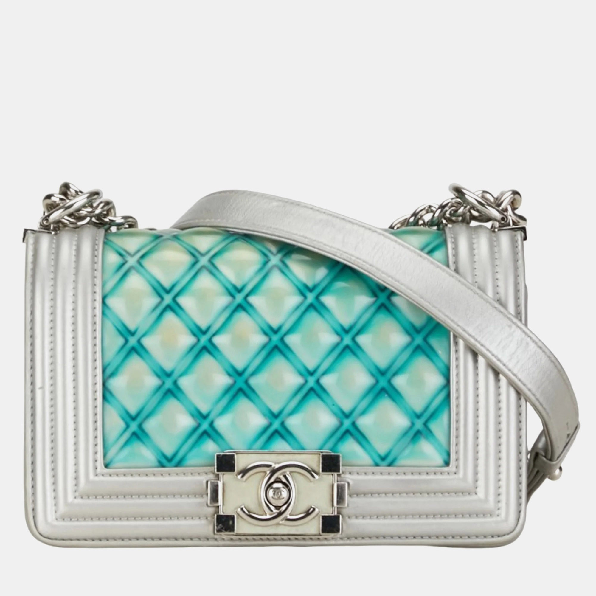 Chanel Matelasse Boy Coco Mark Chain Shoulder Bag Green Silver Enamel Leather
Chanel Matelasse Boy Coco Mark Chain Shoulder Bag Green Silver Enamel Leather