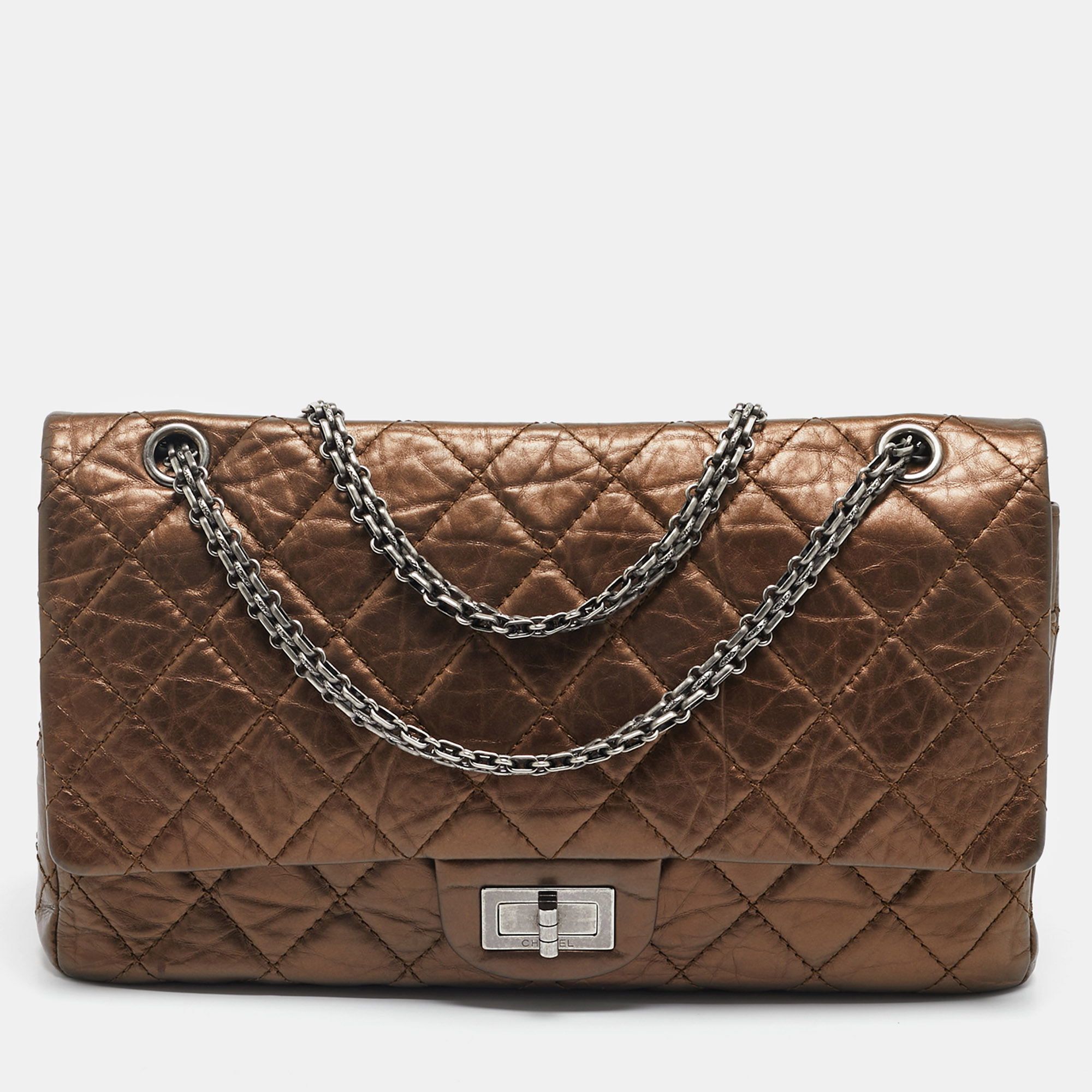 Chanel Bronze Quilted Aged Leather 227 Reissue 2.55 Flap Bag, Metallic
Chanel Bronze Quilted Aged Leather 227 Reissue 2.55 Flap Bag, Metallic