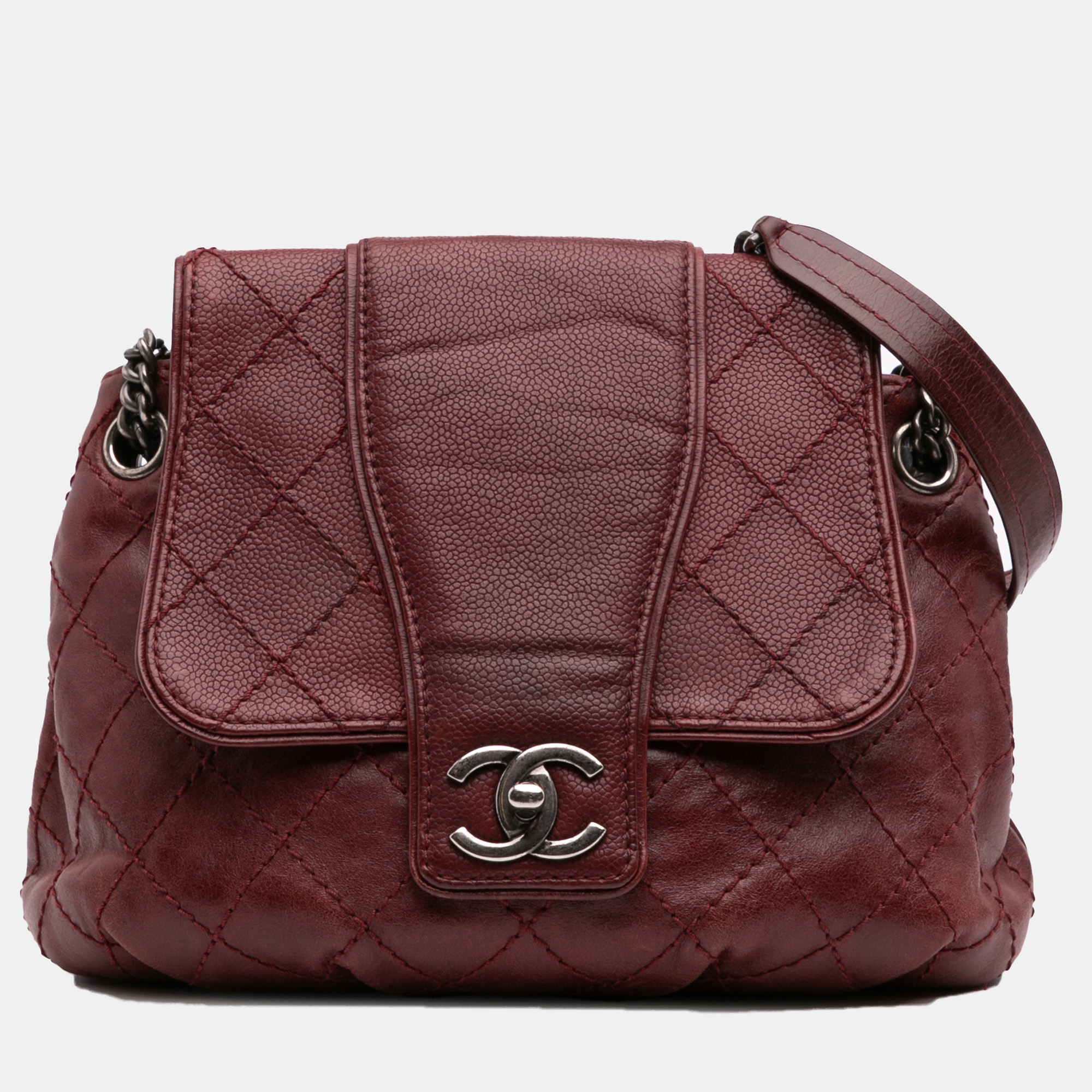 Chanel Burgundy Medium Quilted Caviar and Aged Calfskin Bubble Graphic Messenger Bag
Chanel Burgundy Medium Quilted Caviar and Aged Calfskin Bubble Graphic Messenger Bag