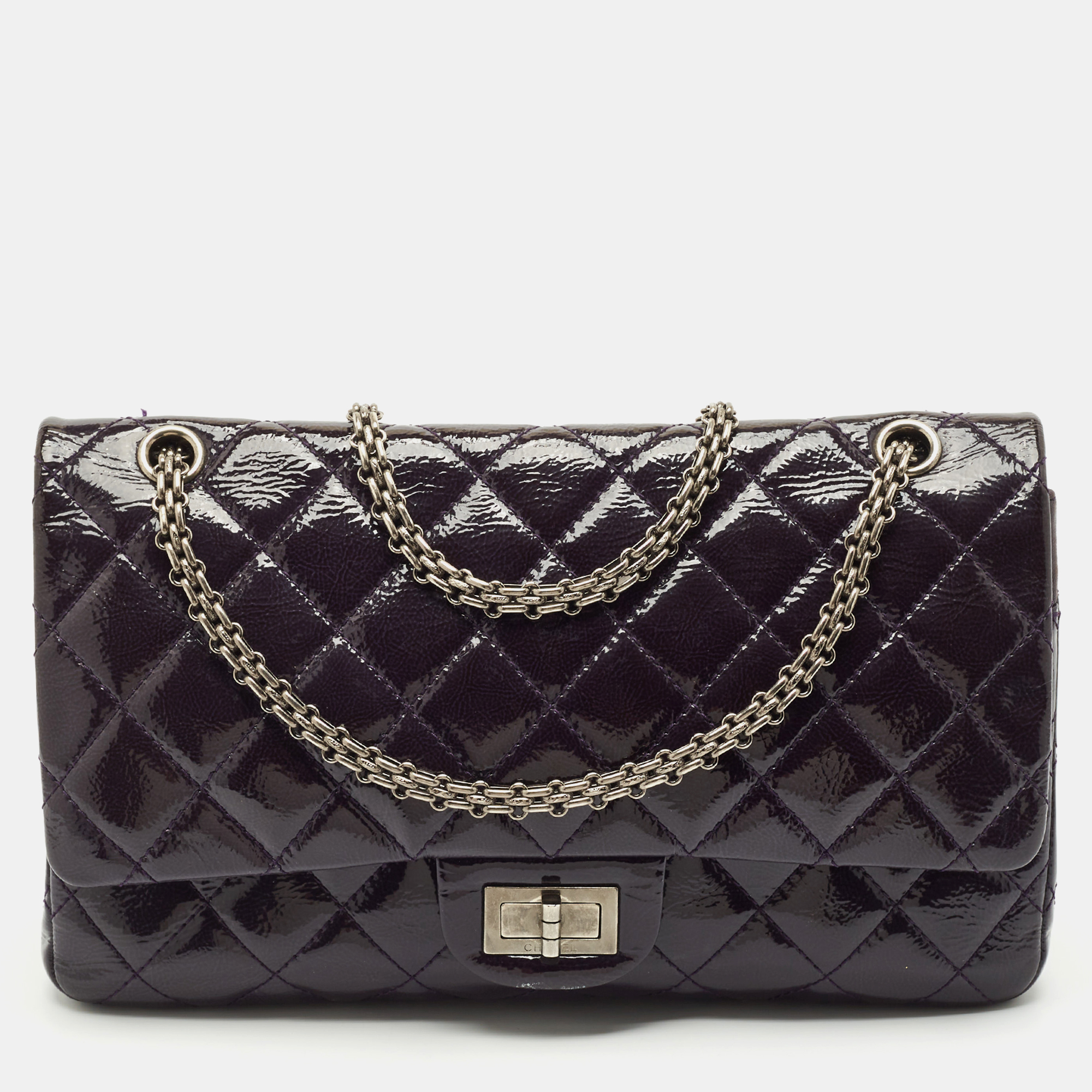 Chanel Dark Purple Quilted Aged Leather 227 Reissue 2.55 Flap Bag
Chanel Dark Purple Quilted Aged Leather 227 Reissue 2.55 Flap Bag