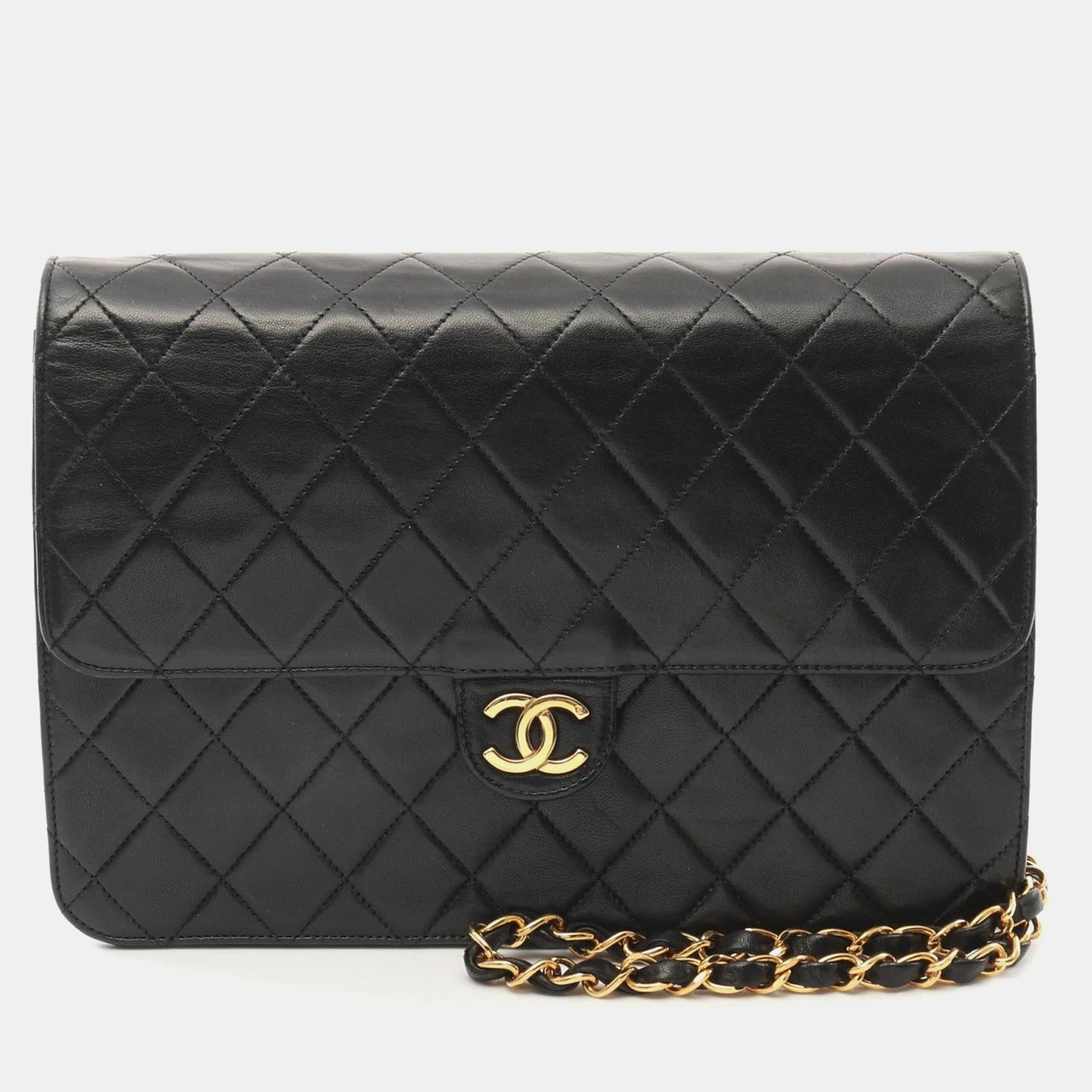 Chanel Matelasse Single Flap Chain Shoulder Bag Lambskin Leather Black Ghw
Chanel Matelasse Single Flap Chain Shoulder Bag Lambskin Leather Black Ghw