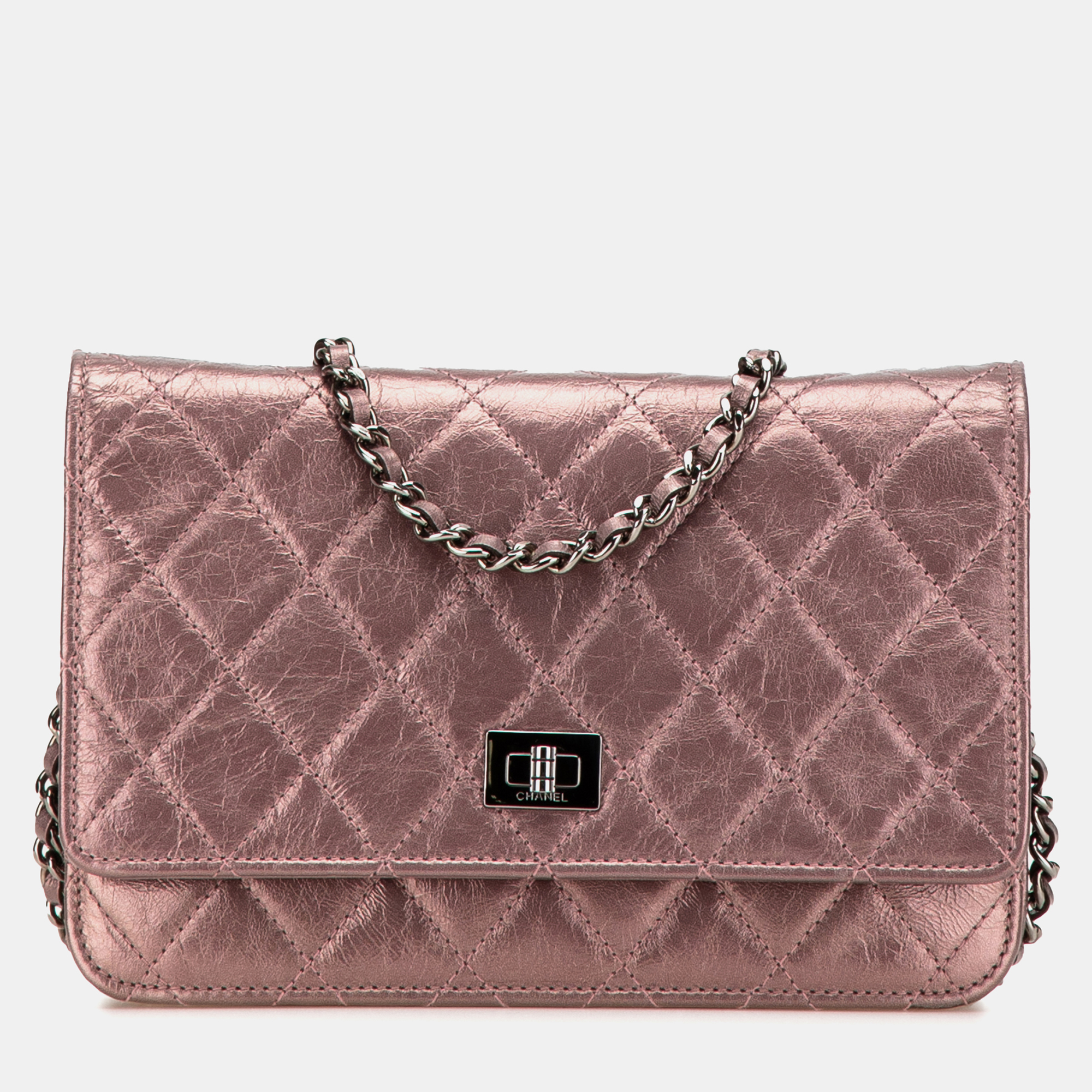 Chanel Pink Reissue 2.55 Quilted Metallic Aged Calfskin Wallet on Chain
Chanel Pink Reissue 2.55 Quilted Metallic Aged Calfskin Wallet on Chain