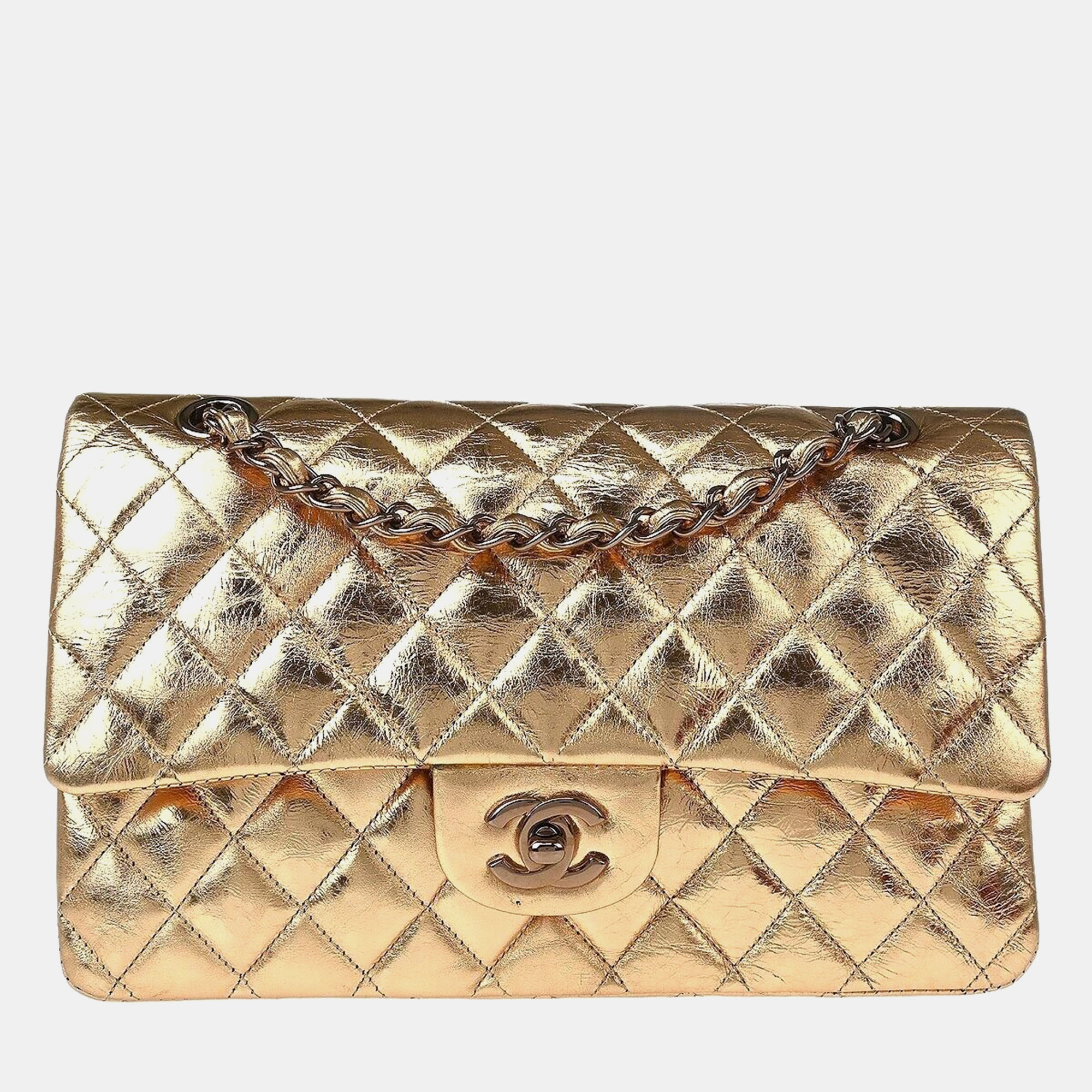 Chanel Gold Metallic Lambskin Medium Classic Double Flap Shoulder Bag
Chanel Gold Metallic Lambskin Medium Classic Double Flap Shoulder Bag
