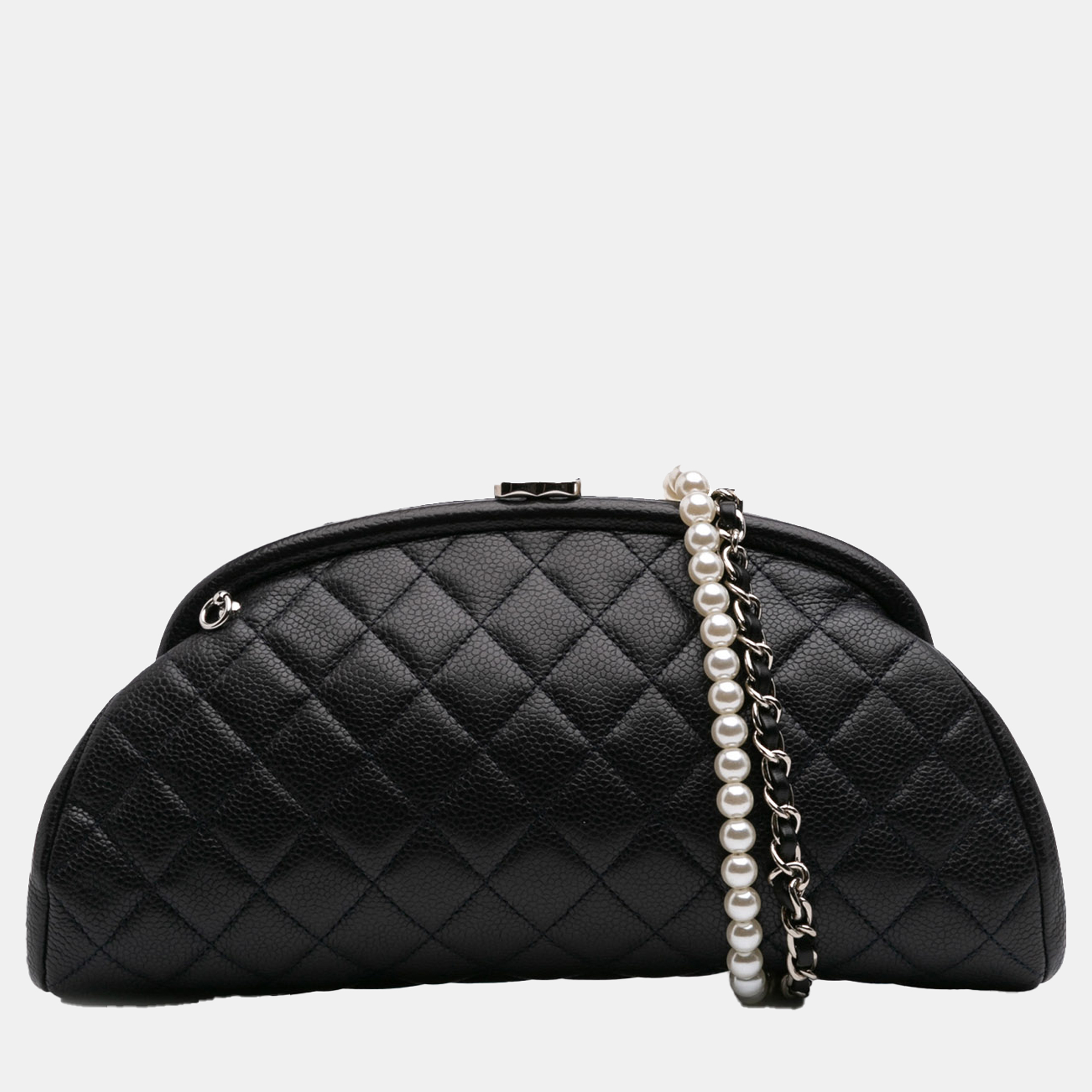 Chanel Black Quilted Caviar Timeless Kisslock Clutch with Chain
Chanel Black Quilted Caviar Timeless Kisslock Clutch with Chain