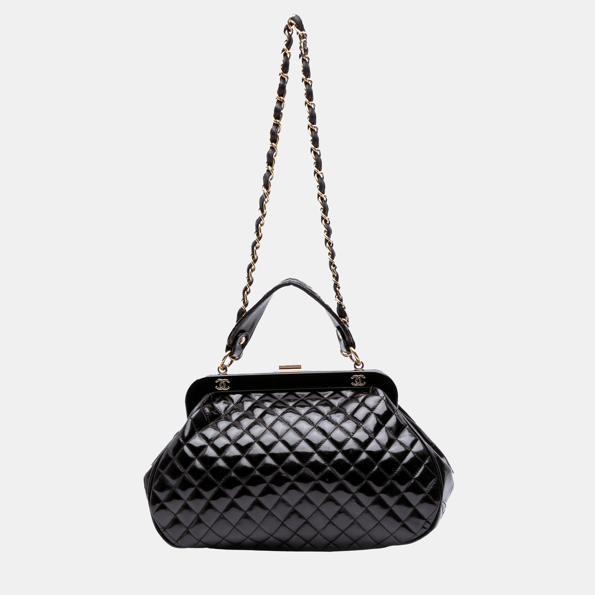 Chanel Black Small Quilted Glazed Calfskin Mademoiselle Frame Top Handle Bag
Chanel Black Small Quilted Glazed Calfskin Mademoiselle Frame Top Handle Bag