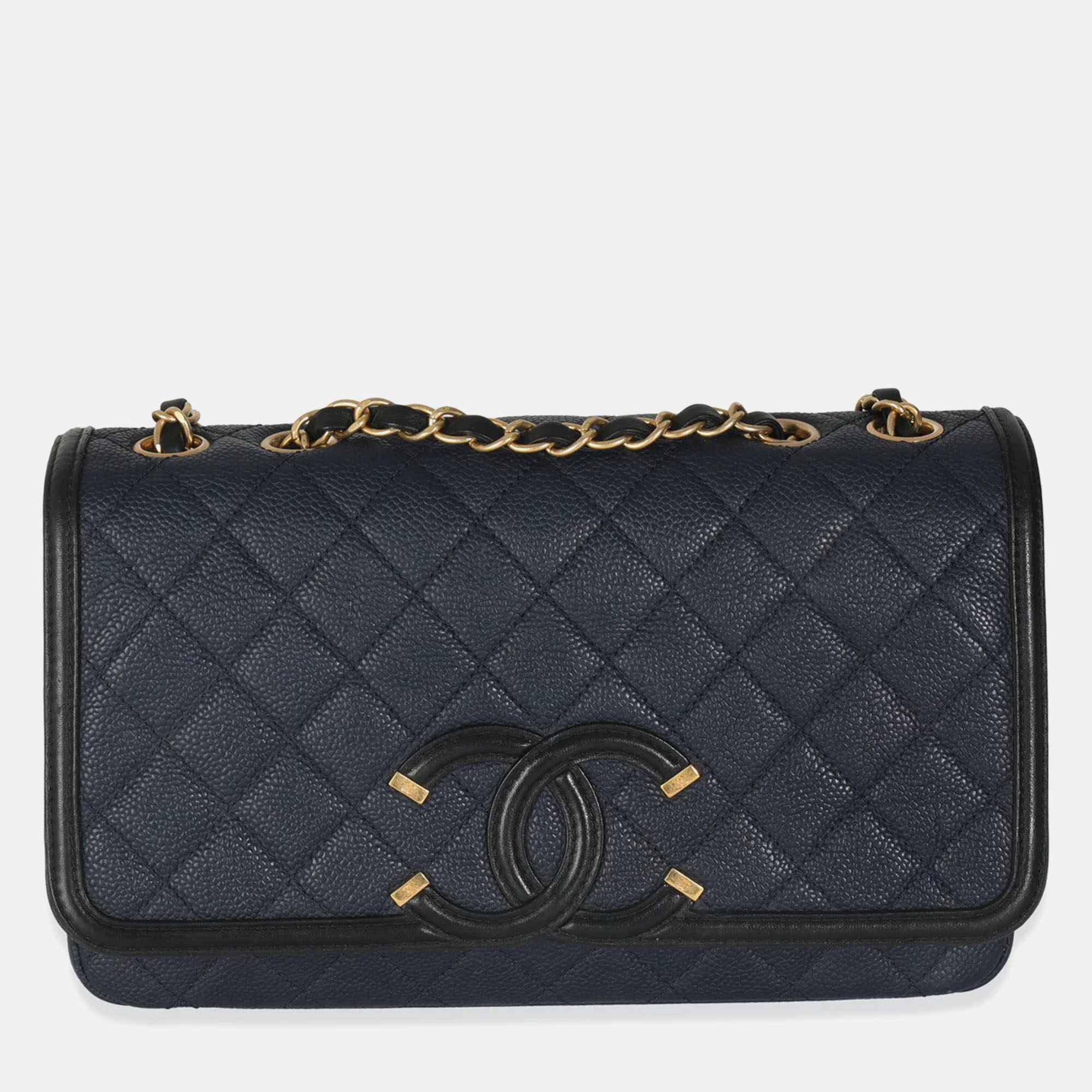 Chanel Navy Black Quilted Caviar Medium CC Filigree Flap Handbag, Navy blue
Chanel Navy Black Quilted Caviar Medium CC Filigree Flap Handbag, Navy blue