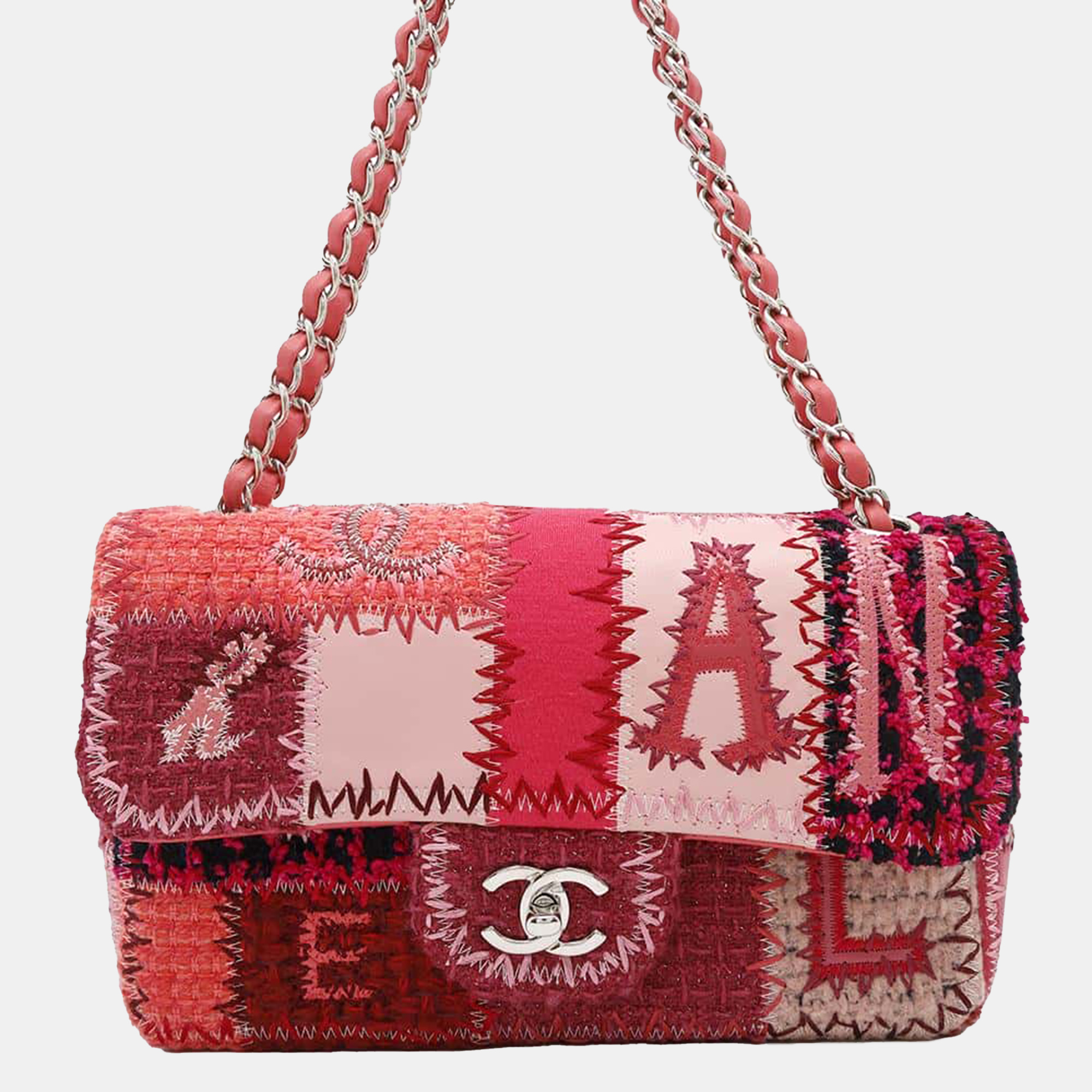 Chanel Red/Pink Tweed Patent Leather Patchwork Single Flap Chain shoulder Bag 25
Chanel Red/Pink Tweed Patent Leather Patchwork Single Flap Chain shoulder Bag 25