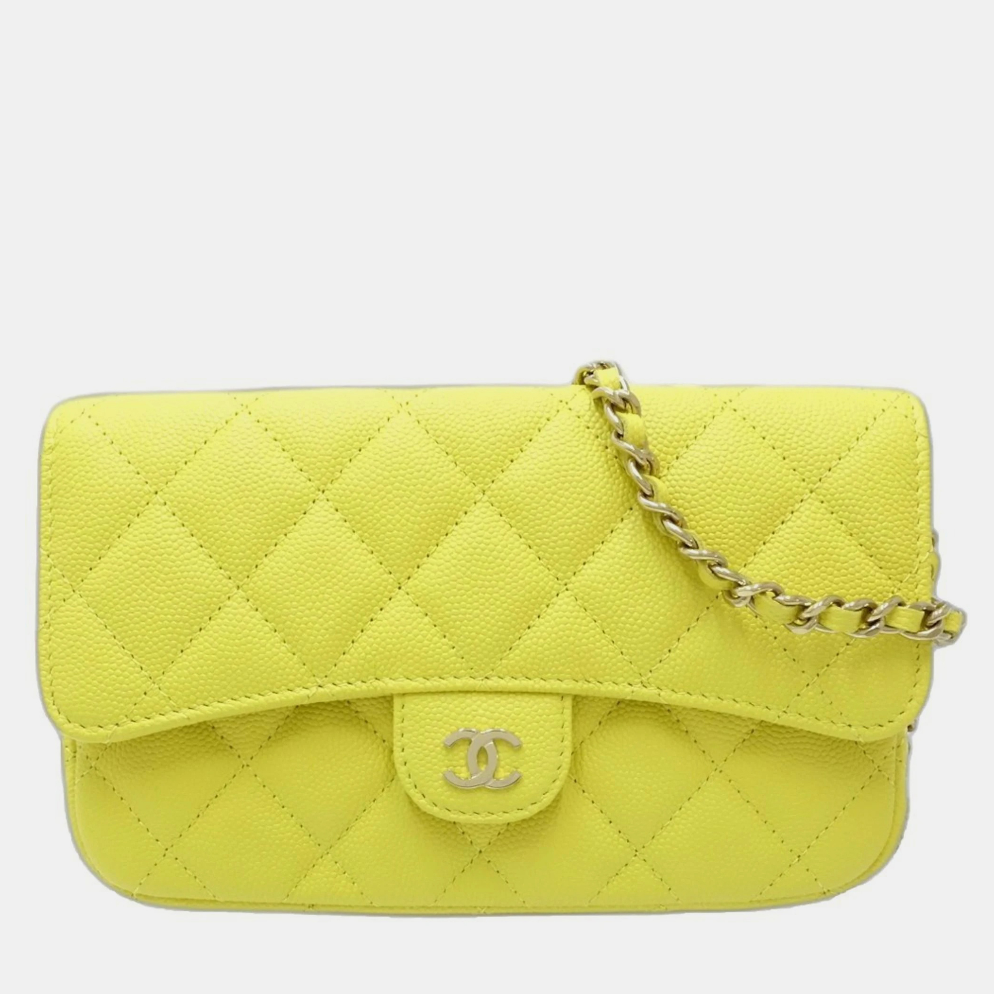 Chanel Yellow Caviar Timeless Classic Flap Phone Case and Chain Wallet
Chanel Yellow Caviar Timeless Classic Flap Phone Case and Chain Wallet
