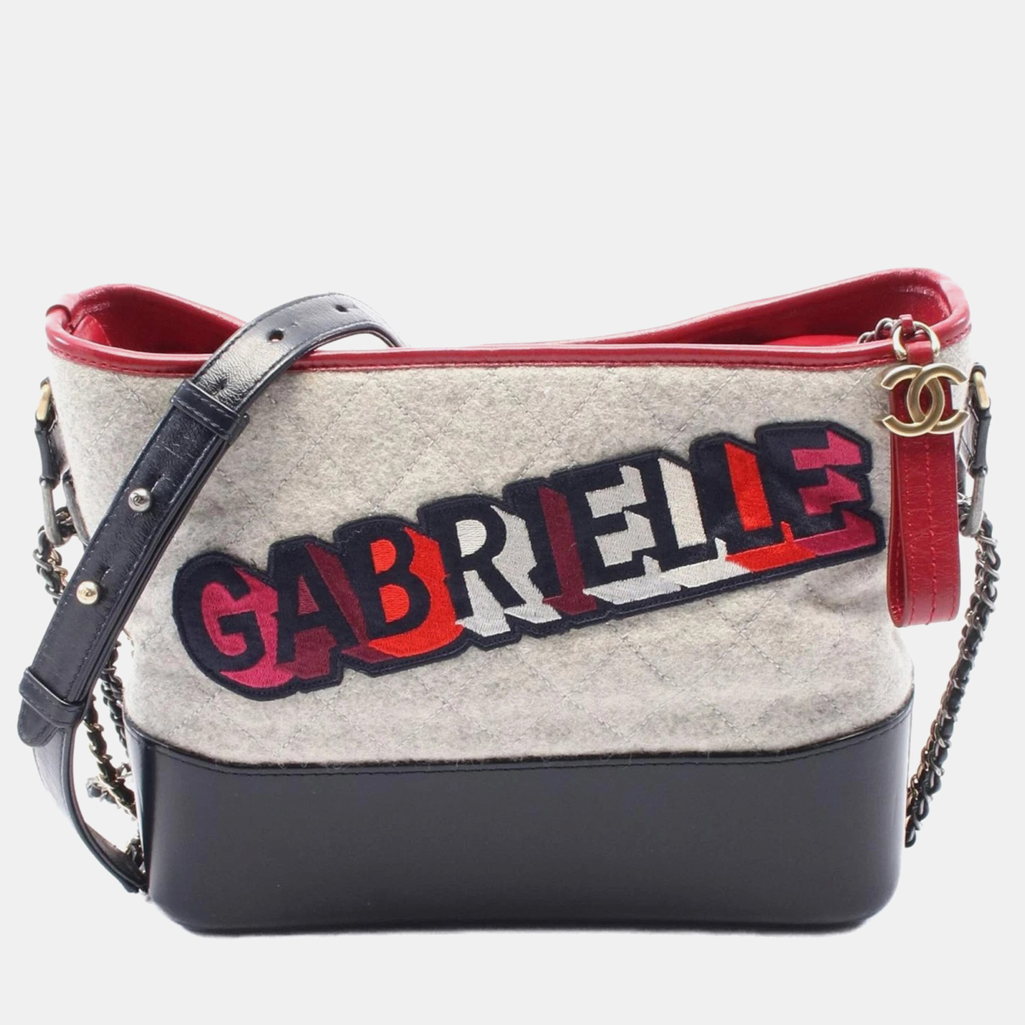Chanel Gray/Black Wool Leather Gabriel De Chanel Shoulder Bag