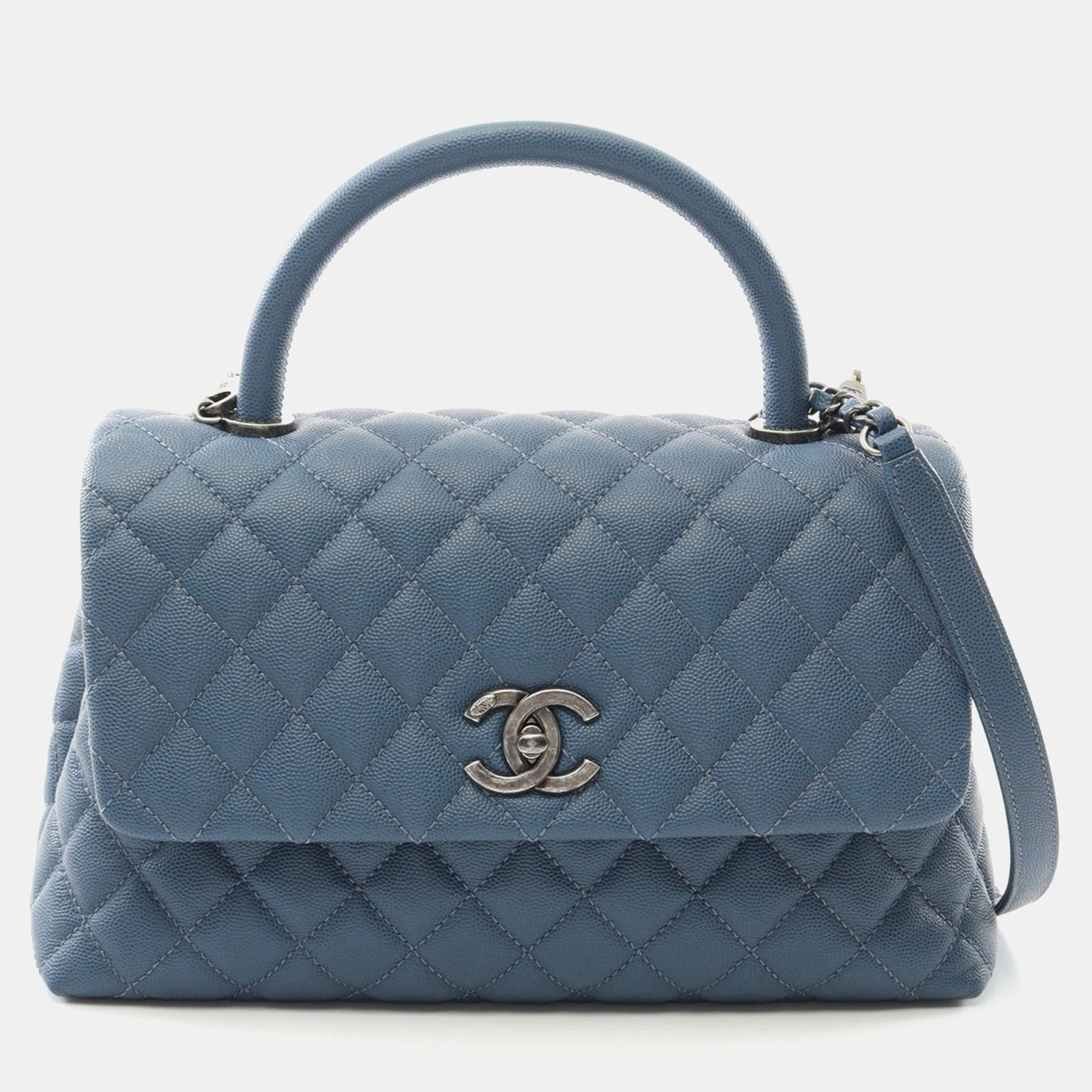 Chanel Coco Top Handle 29 Flap Matelasse Hand Crossbody Bag Leather Blue
Chanel Coco Top Handle 29 Flap Matelasse Hand Crossbody Bag Leather Blue