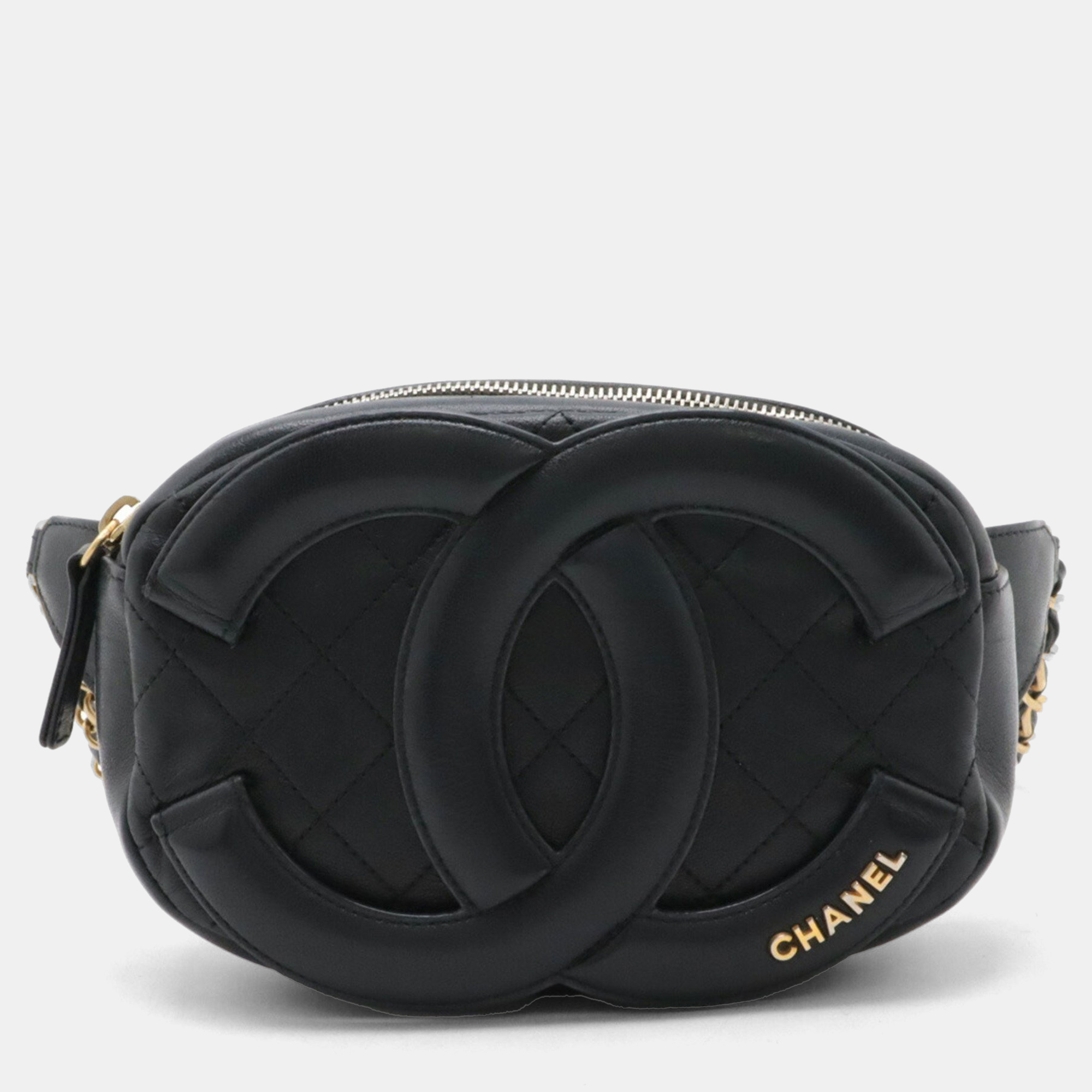 Chanel Coco Mark Waist Pouch Body Bag Chain Shoulder Quilted Leather Black
Chanel Coco Mark Waist Pouch Body Bag Chain Shoulder Quilted Leather Black
