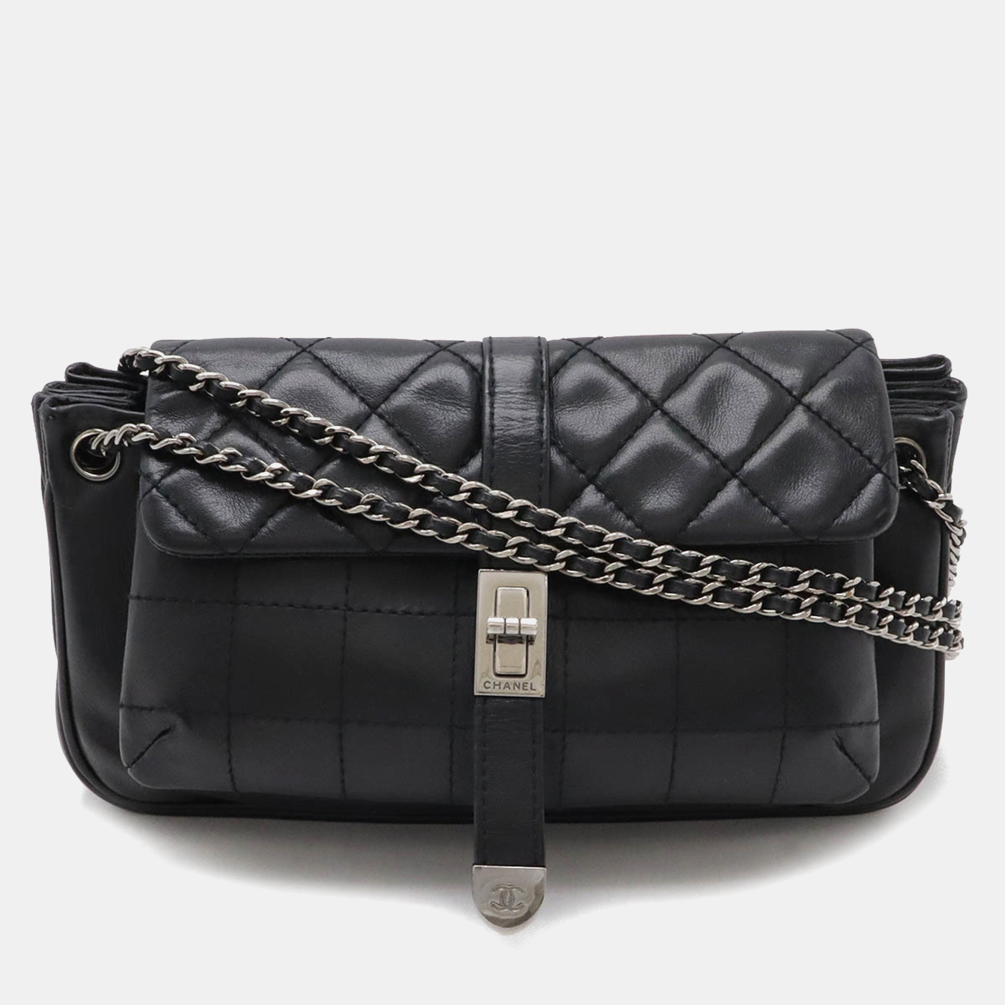 Chanel 2.55 Matelasse Chocolate Bar Shoulder Bag W Chain Leather Black
Chanel 2.55 Matelasse Chocolate Bar Shoulder Bag W Chain Leather Black