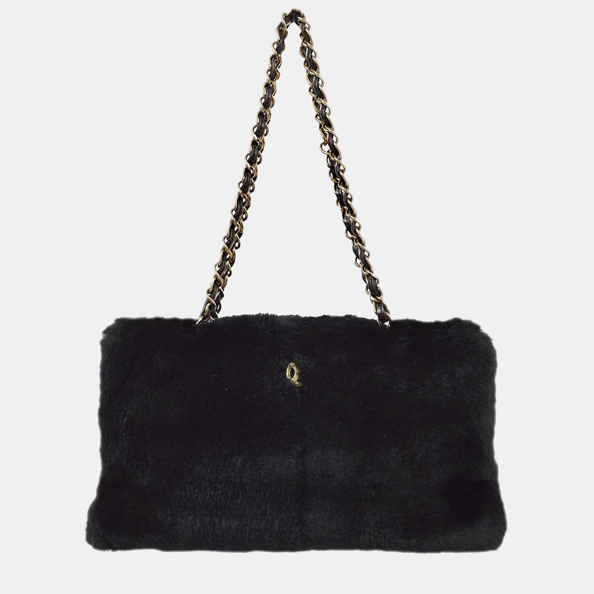 Chanel Black Fur Tote Handbag