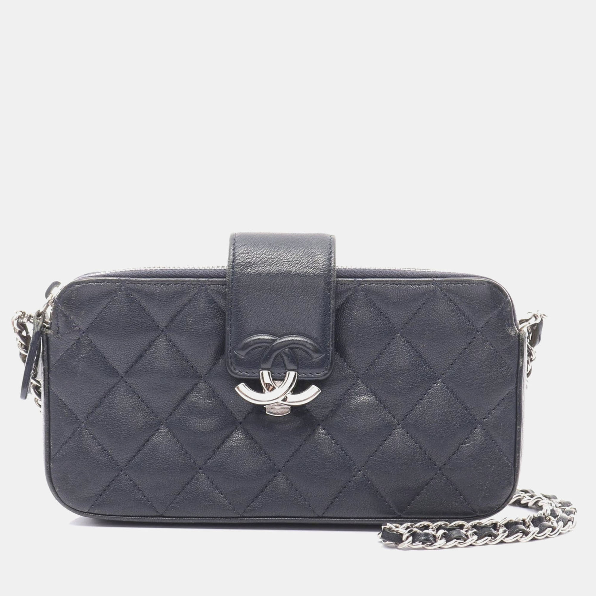 Chanel Navy Leather Half Coco Mark Chain Crossbody Bag, Navy blue
Chanel Navy Leather Half Coco Mark Chain Crossbody Bag, Navy blue