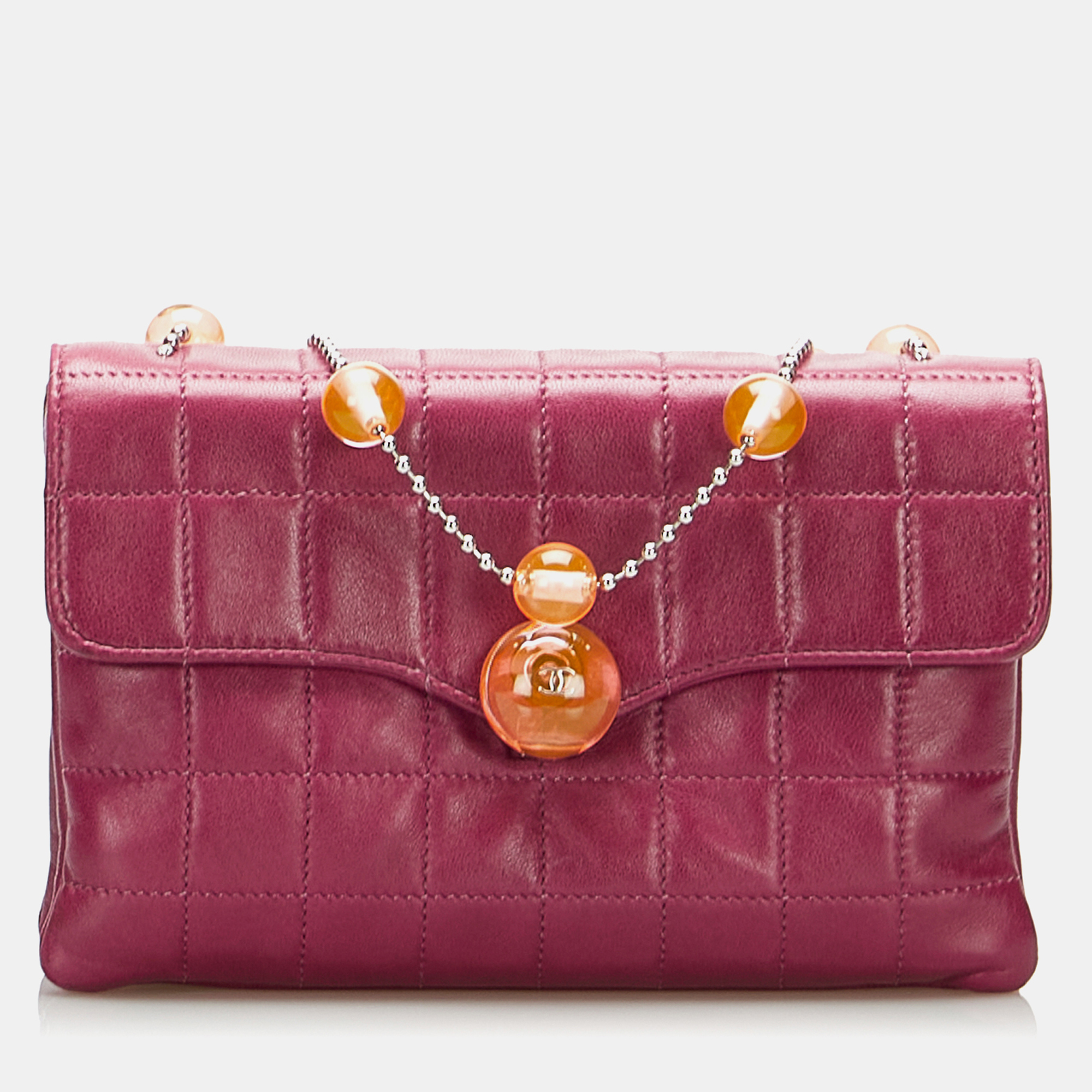 Chanel Purple Square Quilted Lambskin Beaded Chain Shoulder Bag
Chanel Purple Square Quilted Lambskin Beaded Chain Shoulder Bag