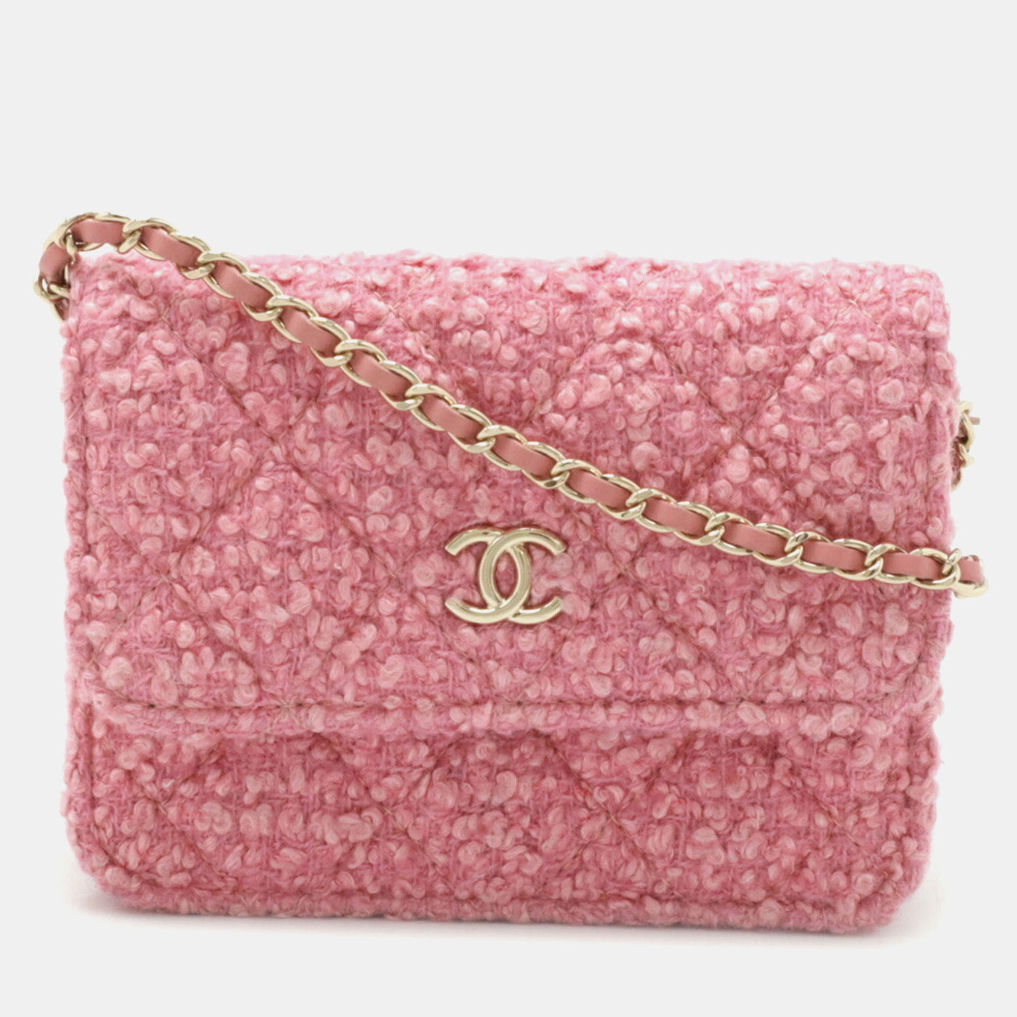 Chanel Pink Matelassé Tweed Coco Mark Chain Pochette Pouch Shoulder Belt Bag
Chanel Pink Matelassé Tweed Coco Mark Chain Pochette Pouch Shoulder Belt Bag