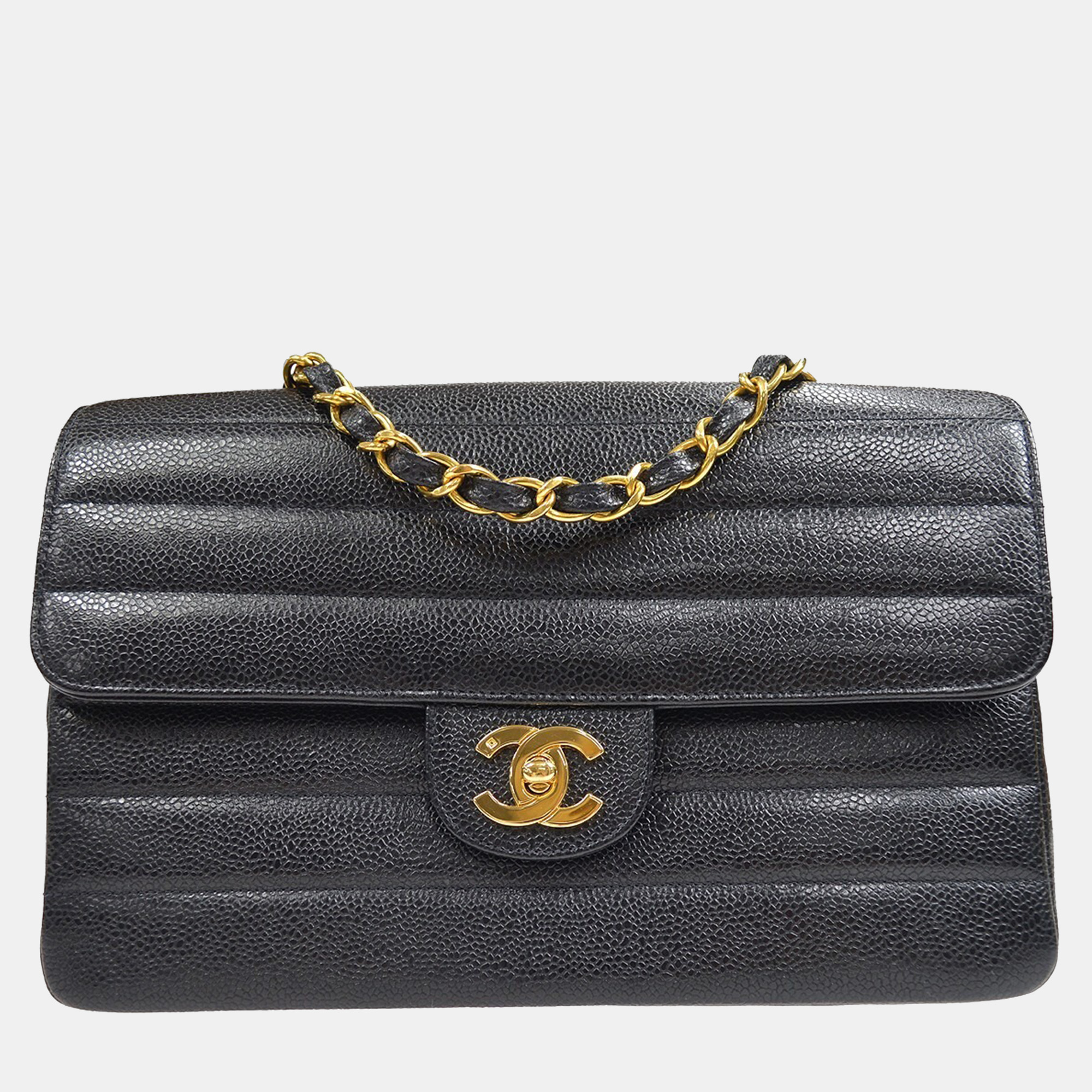 Chanel Black Calfskin Medium Classic Single Flap Double Chain Shoulder Bag
Chanel Black Calfskin Medium Classic Single Flap Double Chain Shoulder Bag