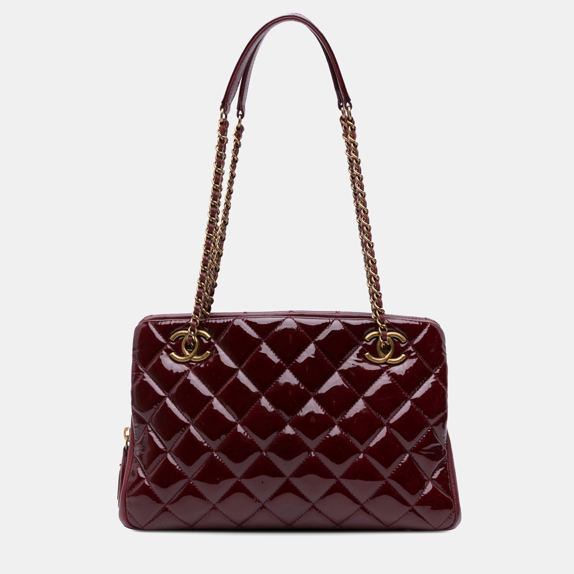 Chanel Burgundy Paris Salzburg Small Patent and Goatskin CC Eyelet Tote
Chanel Burgundy Paris Salzburg Small Patent and Goatskin CC Eyelet Tote