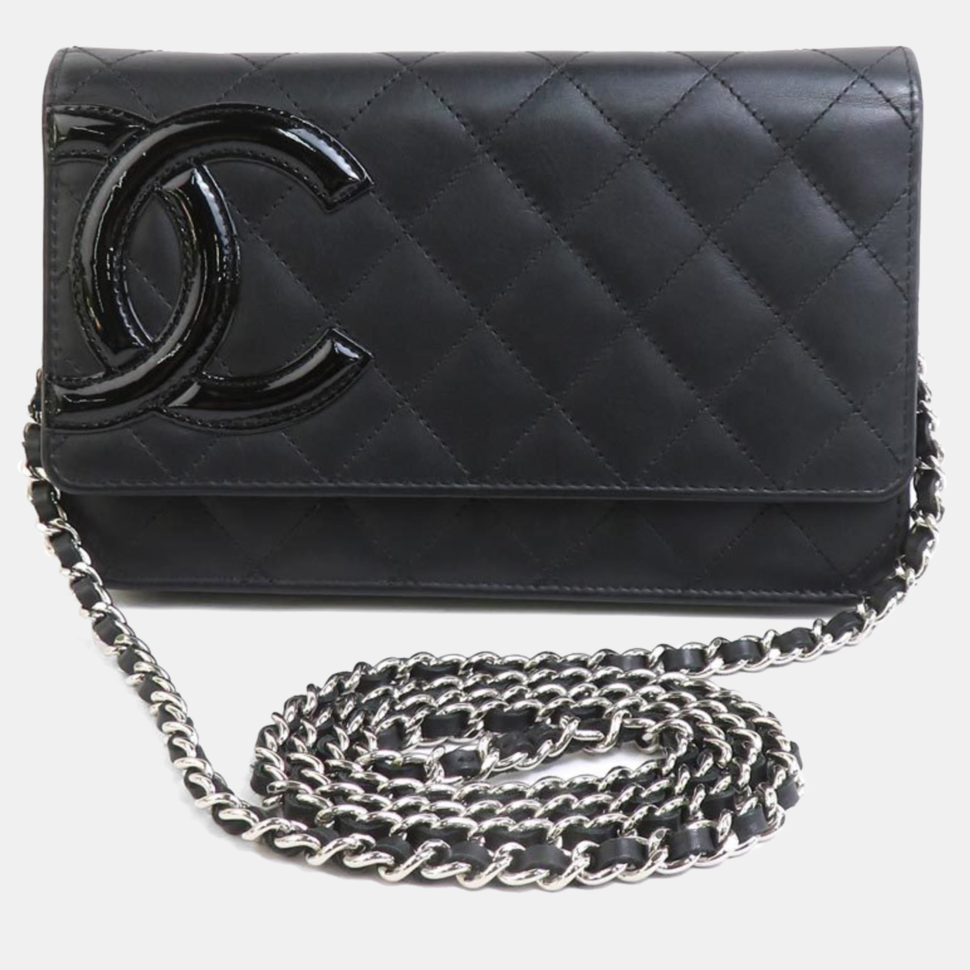 Chanel Wallet Chain Purse Shoulder Bag Cambon Line Leather Patent Black Silver
Chanel Wallet Chain Purse Shoulder Bag Cambon Line Leather Patent Black Silver