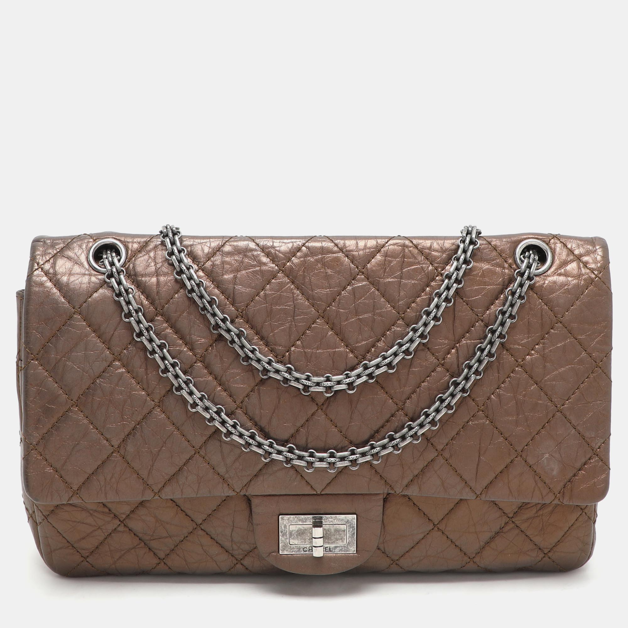 Chanel Metallic Brown Quilted Aged Leather Reissue 2.55 Classic 227 Flap Bag
Chanel Metallic Brown Quilted Aged Leather Reissue 2.55 Classic 227 Flap Bag