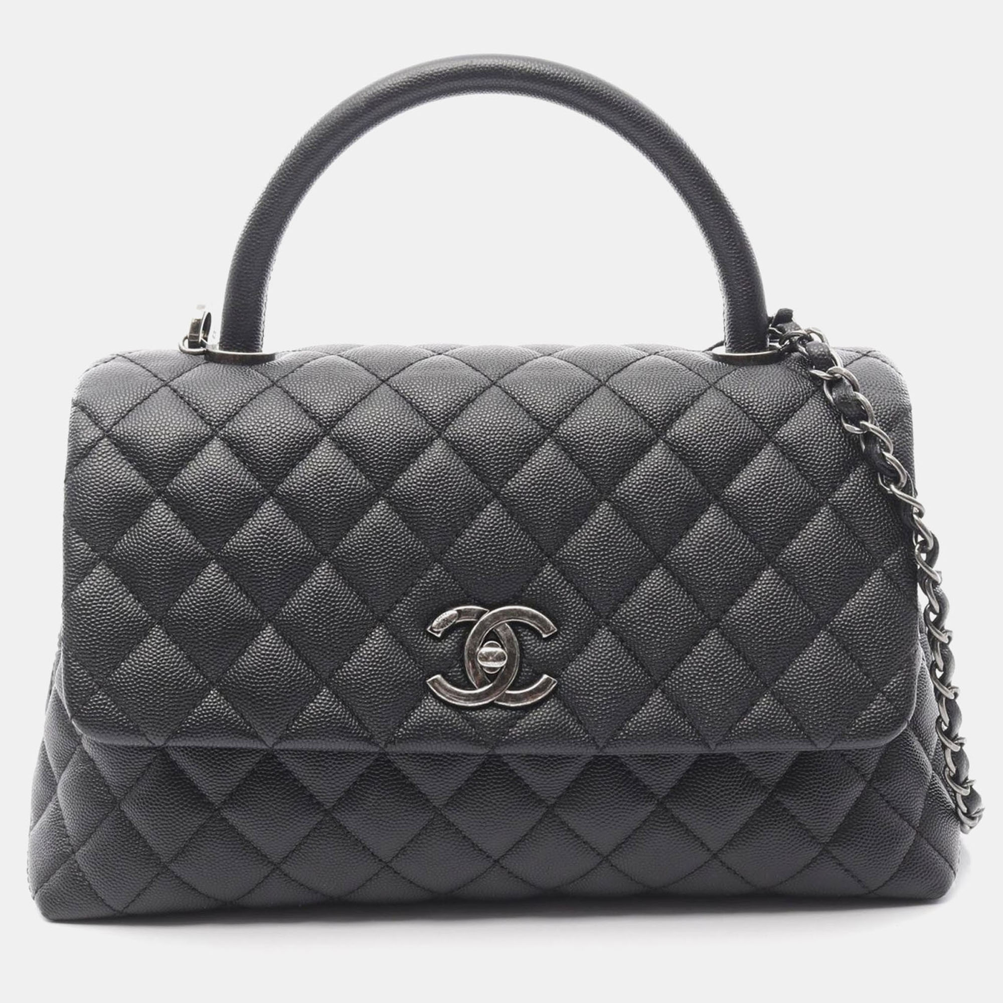Chanel Coco 29 Top Handle Flap Matelasse Hand Chain Crossbody Bag Leather, Black
Chanel Coco 29 Top Handle Flap Matelasse Hand Chain Crossbody Bag Leather, Black