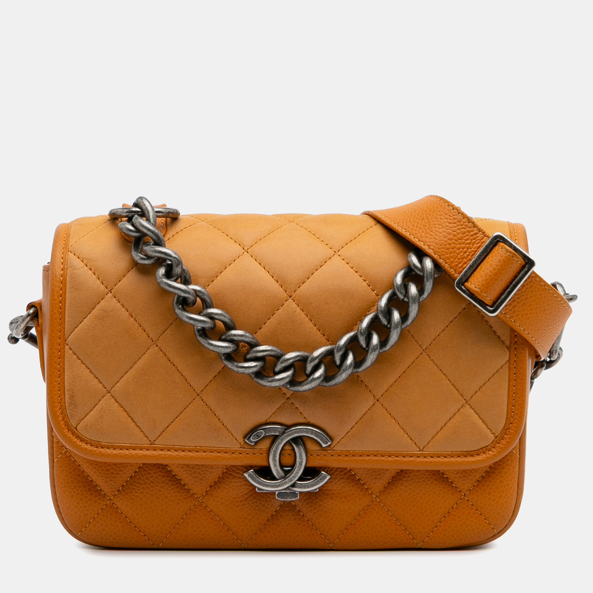 Chanel Orange Small Quilted Iridescent Calfskin and Caviar Daily Carry Flap
Chanel Orange Small Quilted Iridescent Calfskin and Caviar Daily Carry Flap
