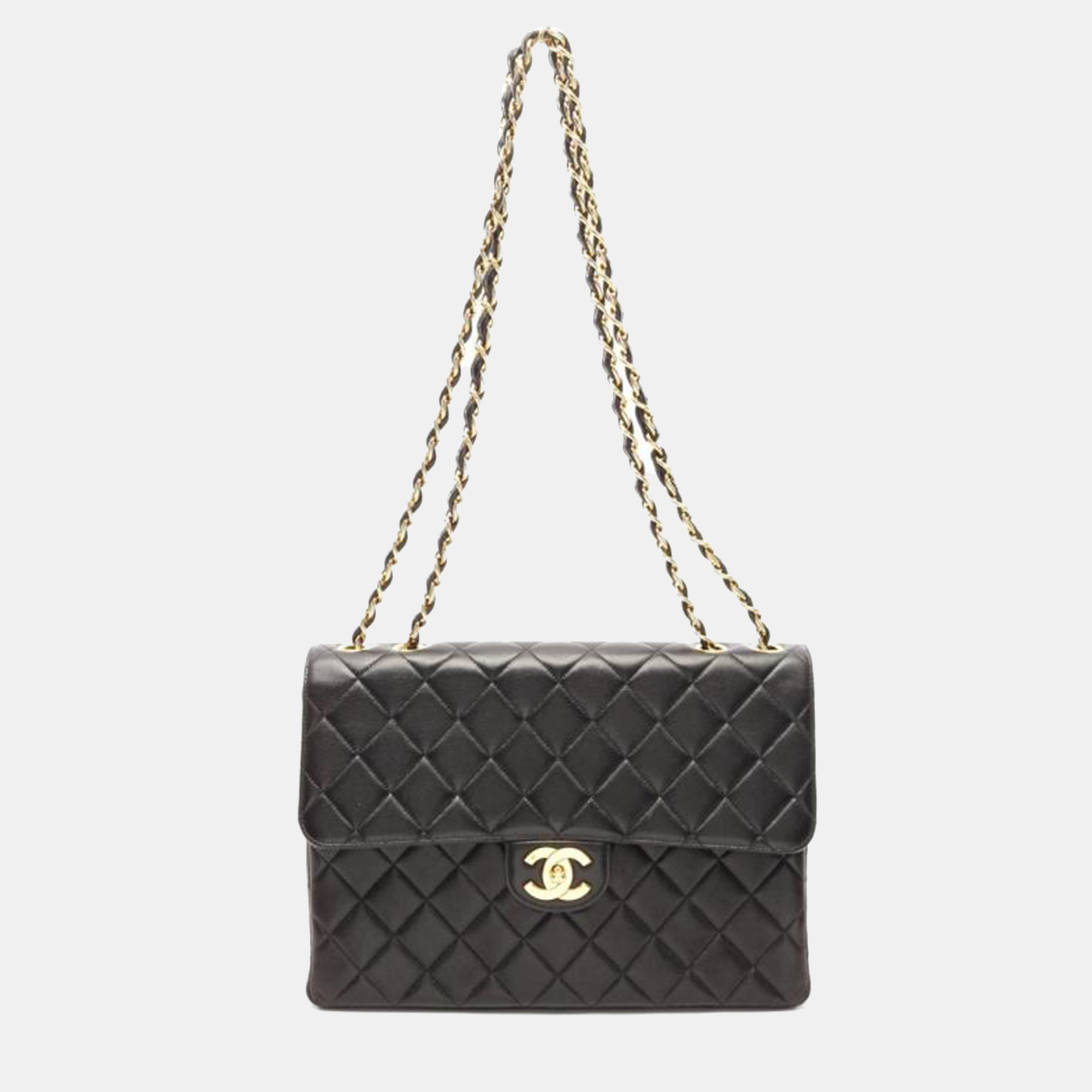 Chanel Black Matelasse Lambskin Jumbo 30 Single Flap Shoulder Chain Bag
Chanel Black Matelasse Lambskin Jumbo 30 Single Flap Shoulder Chain Bag